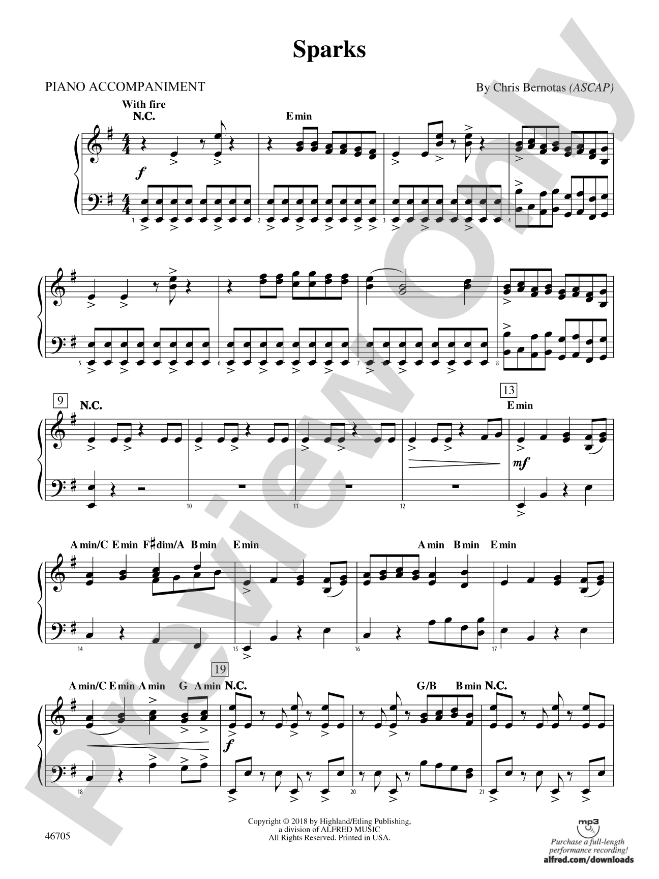 Sparks: Piano Accompaniment