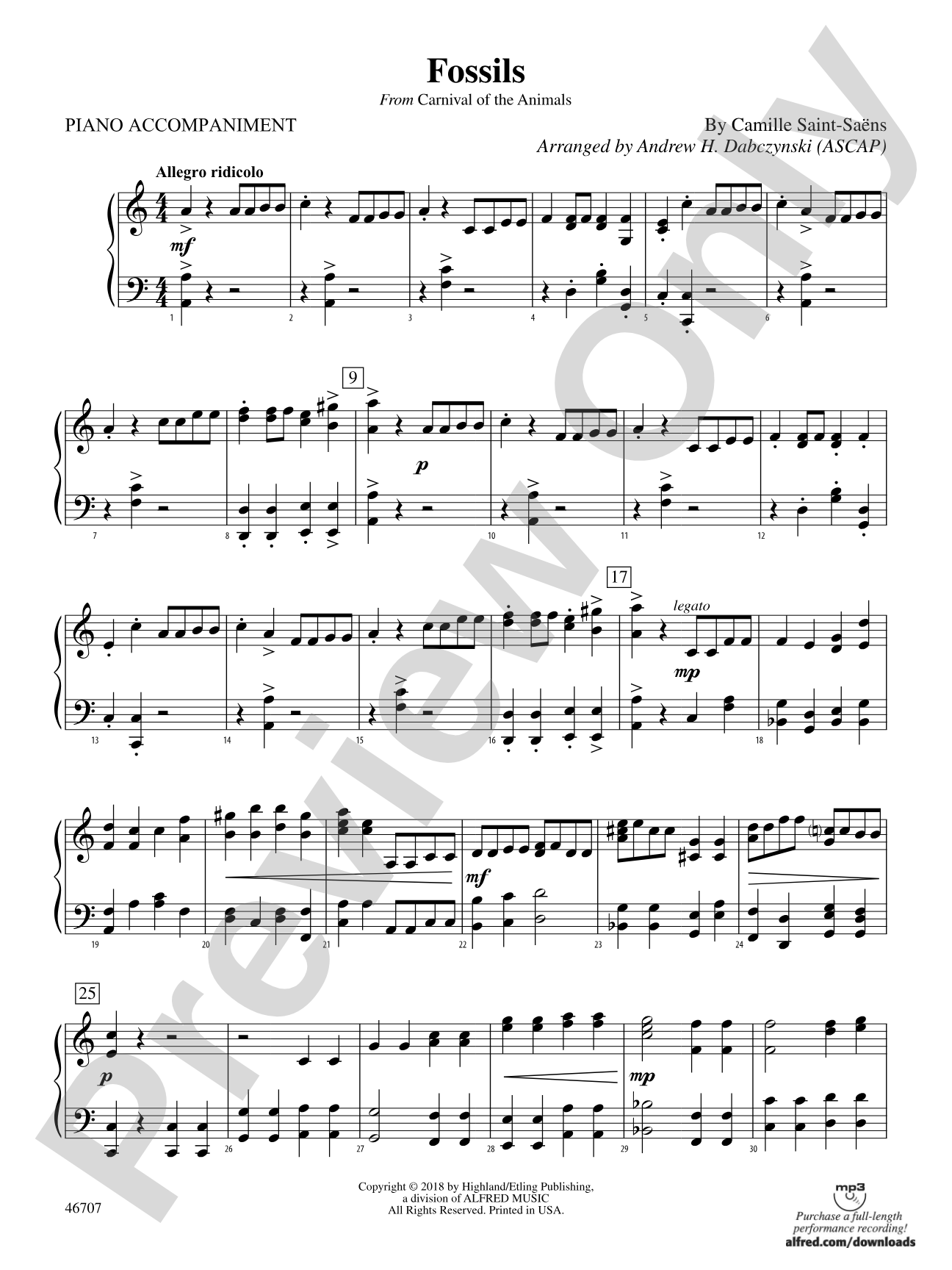Fossils: Piano Accompaniment