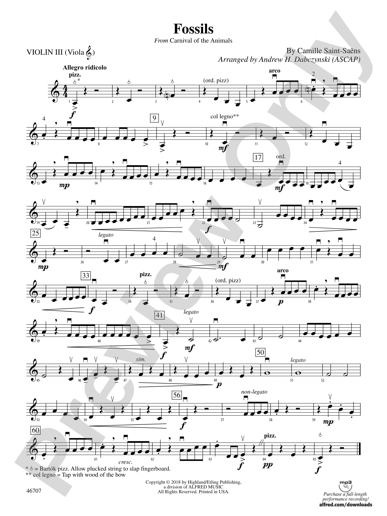 Fossils: 3rd Violin (Viola [TC])