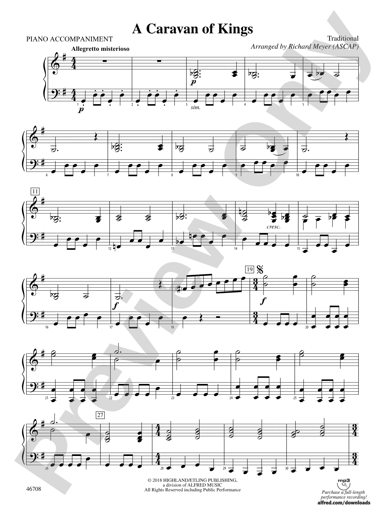 A Caravan of Kings: Piano Accompaniment