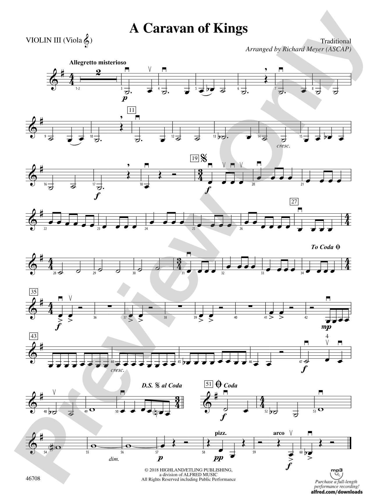 A Caravan of Kings: 3rd Violin (Viola [TC])