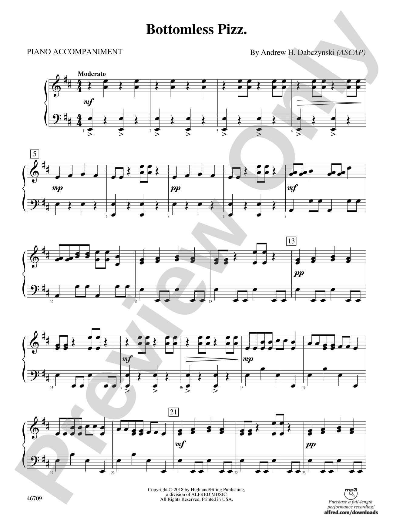 Bottomless Pizz.: Piano Accompaniment