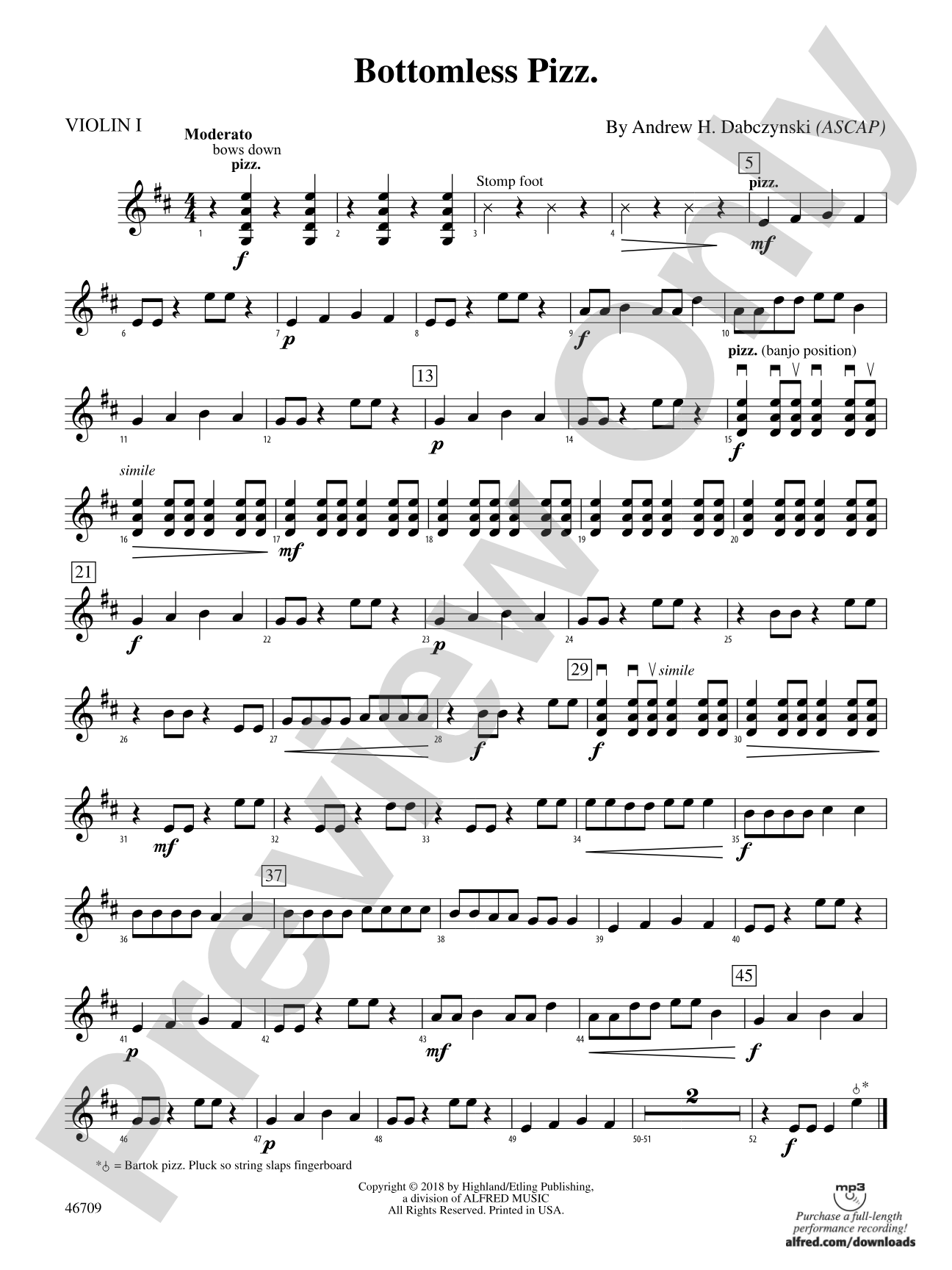 Bottomless Pizz.: 1st Violin