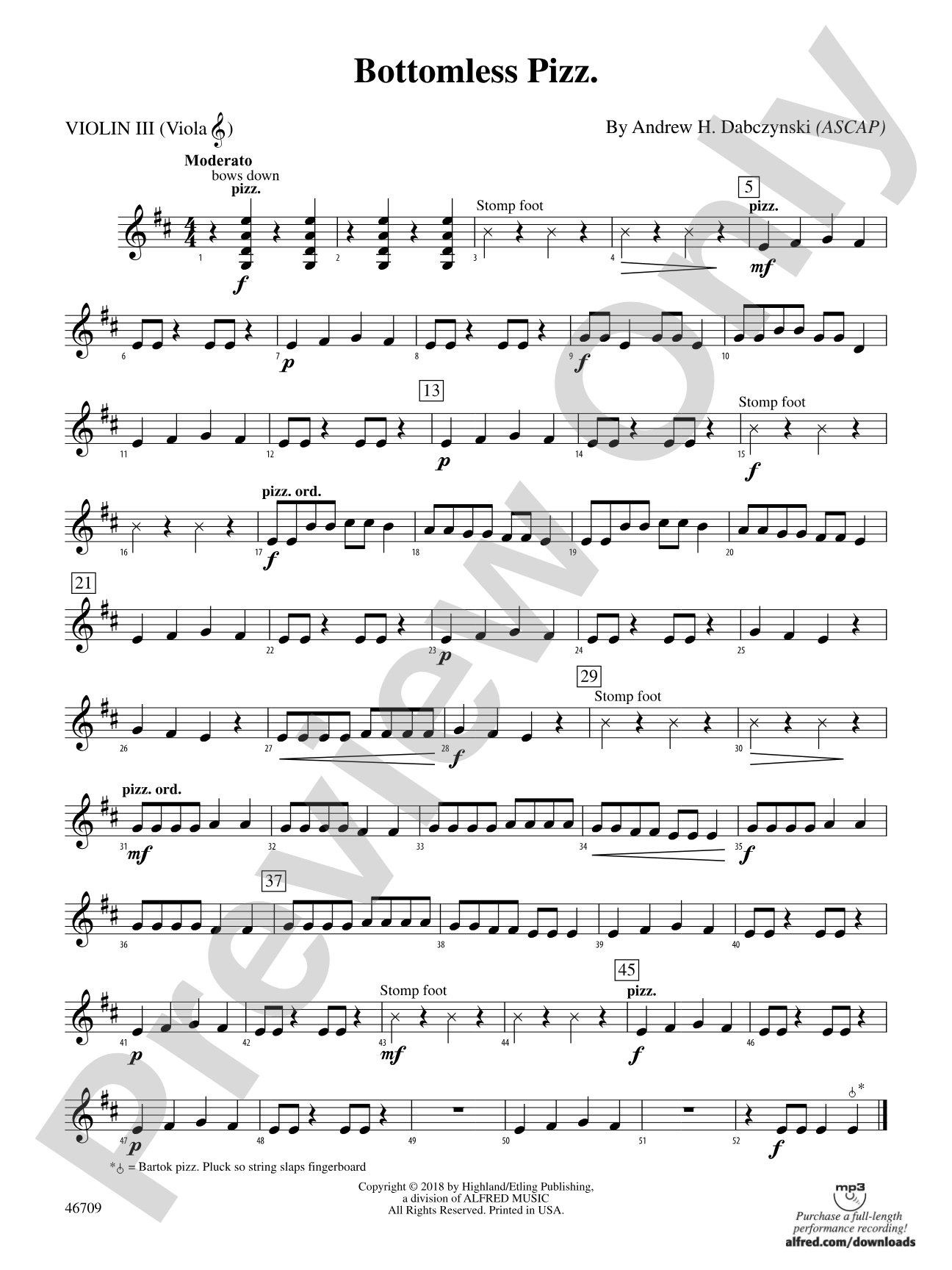 Bottomless Pizz.: 3rd Violin (Viola [TC])