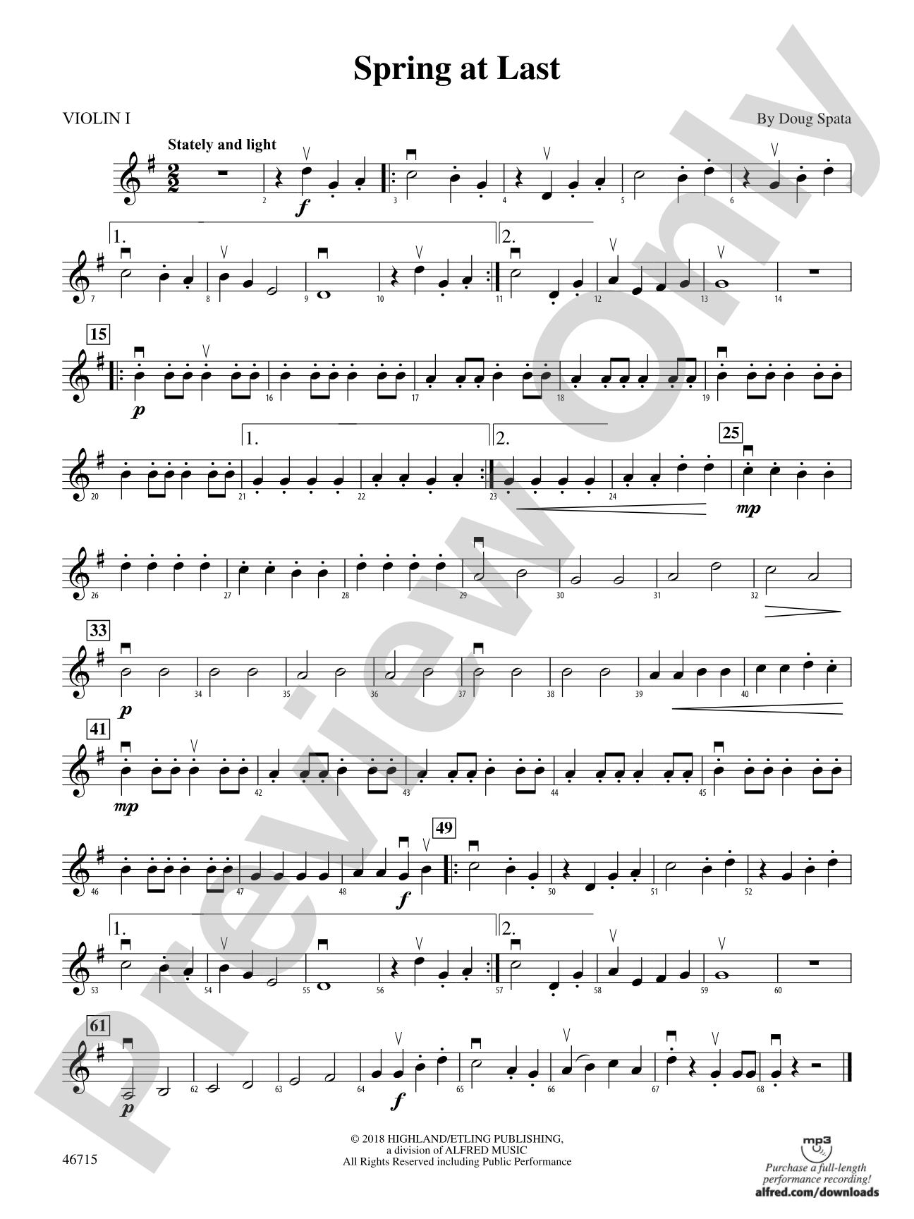 Spring at Last: 1st Violin