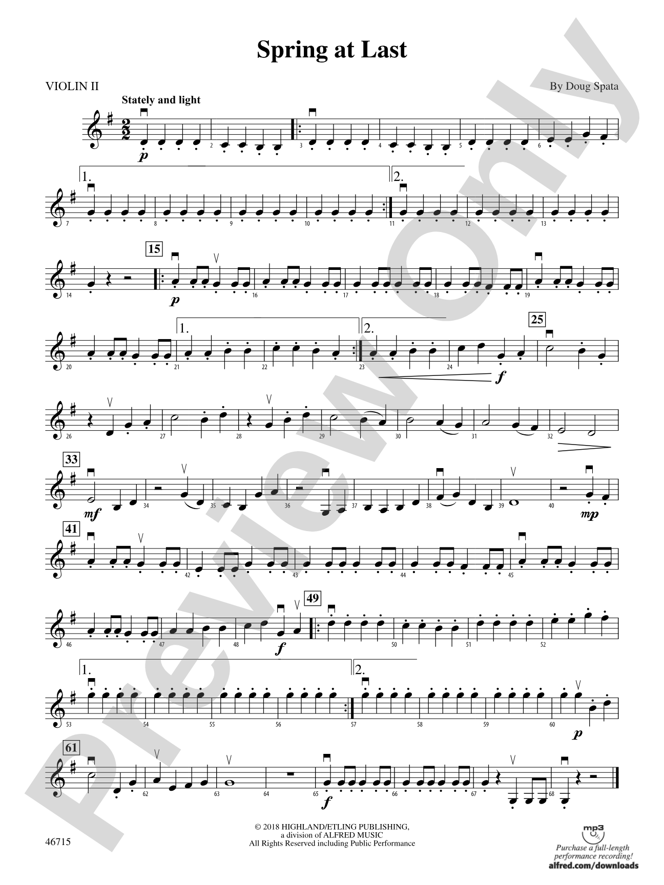Spring at Last: 2nd Violin