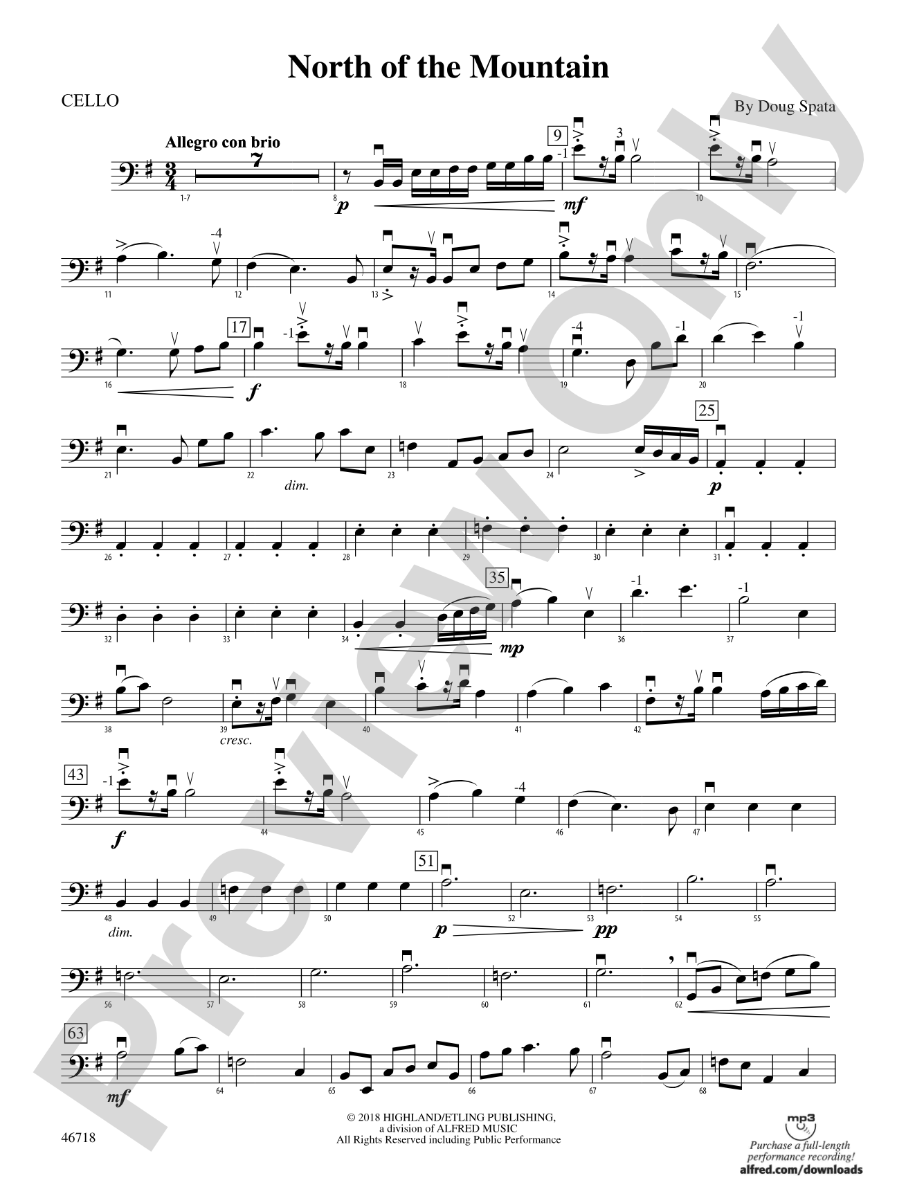 North of the Mountain: Cello