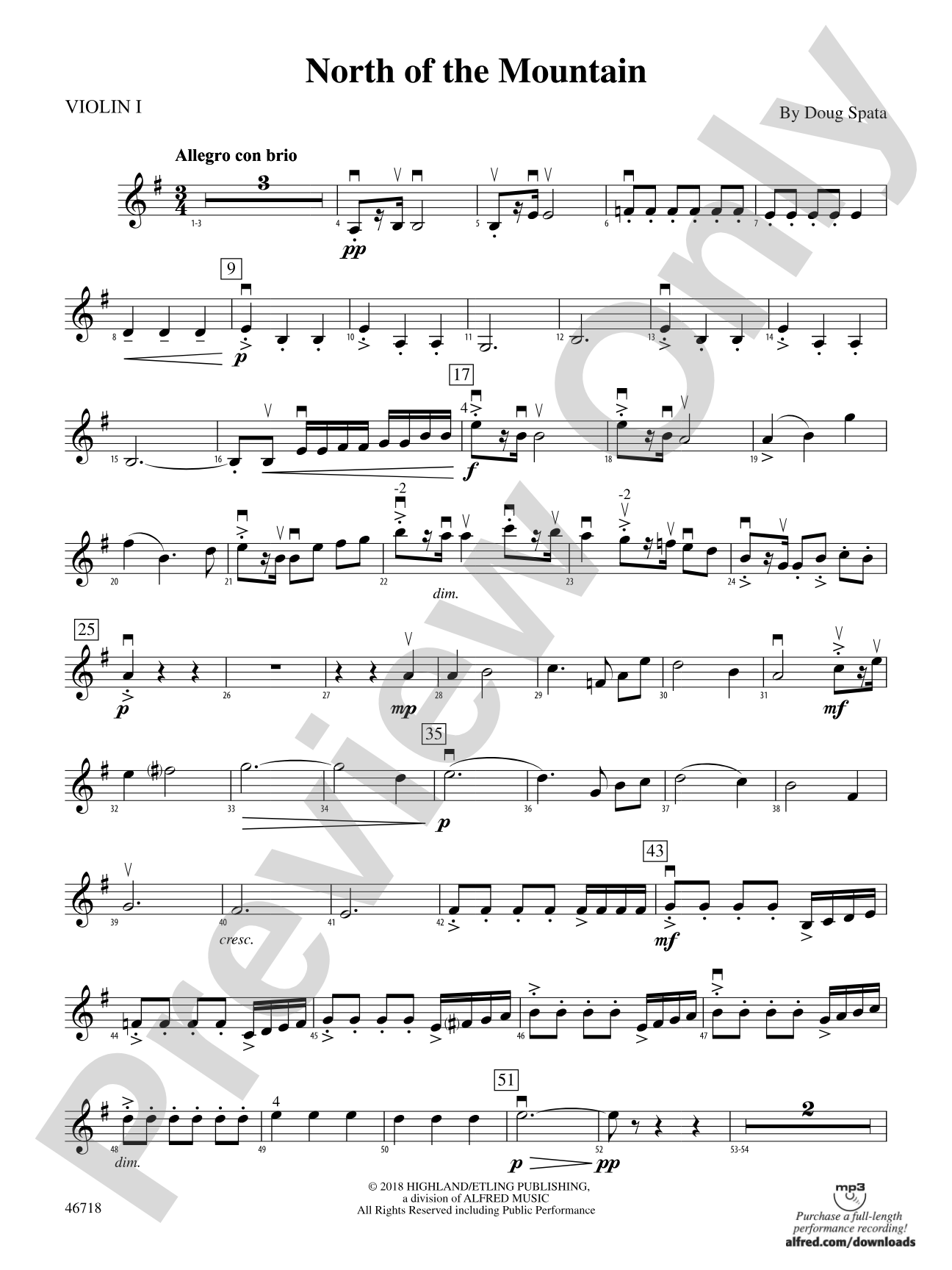 North of the Mountain: 1st Violin