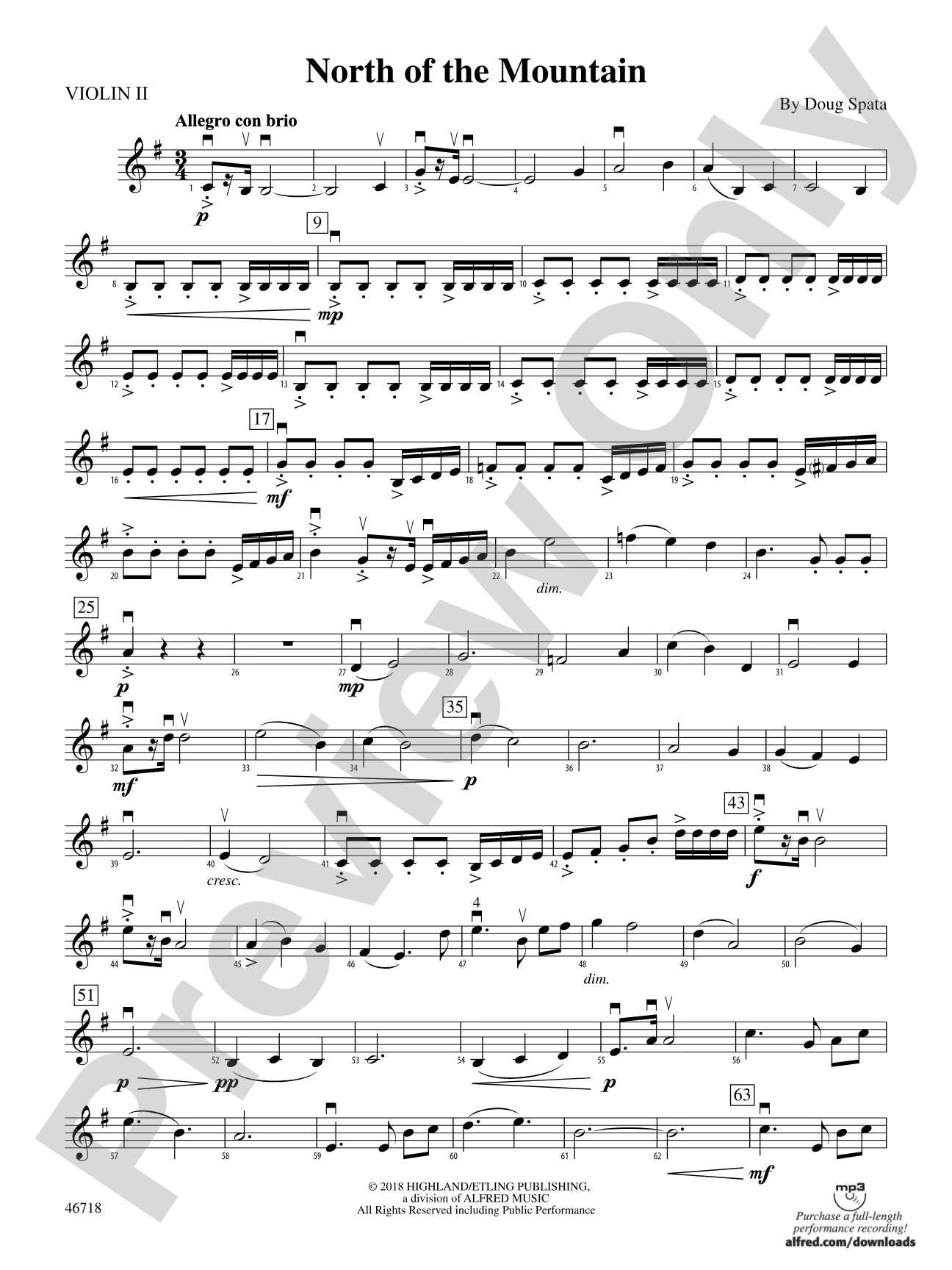 North of the Mountain: 2nd Violin