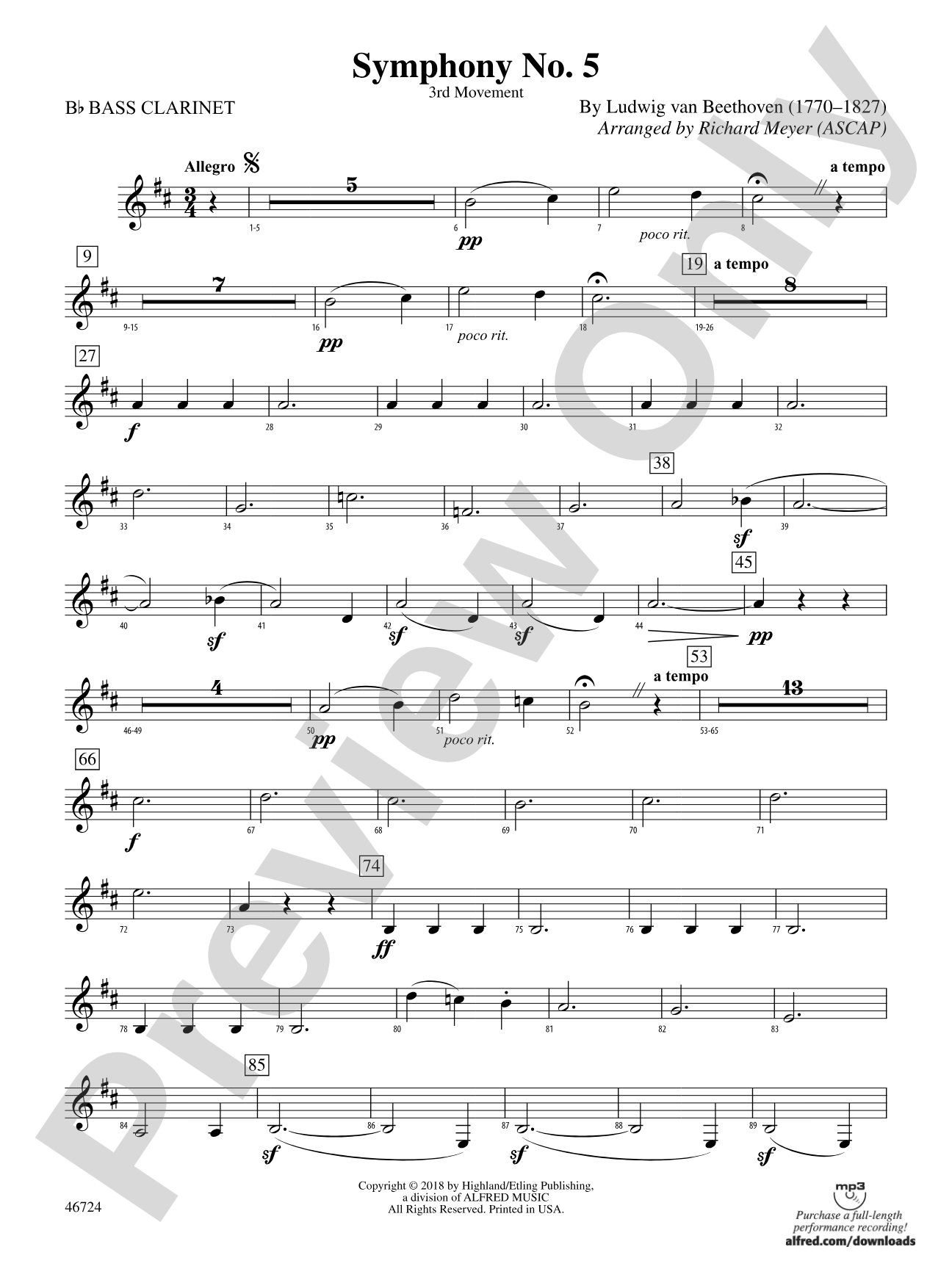 Symphony No. 5: B-flat Bass Clarinet