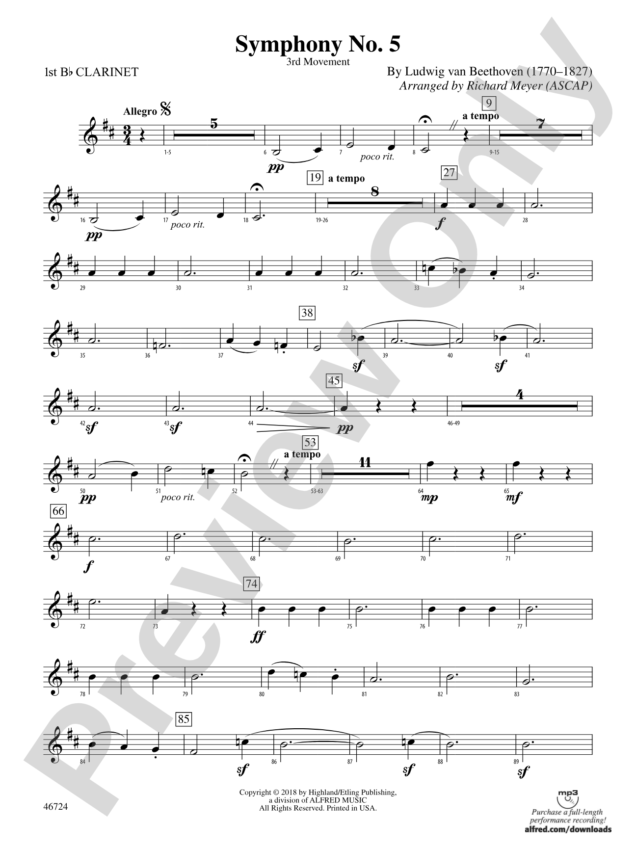 Symphony No. 5: 1st B-flat Clarinet
