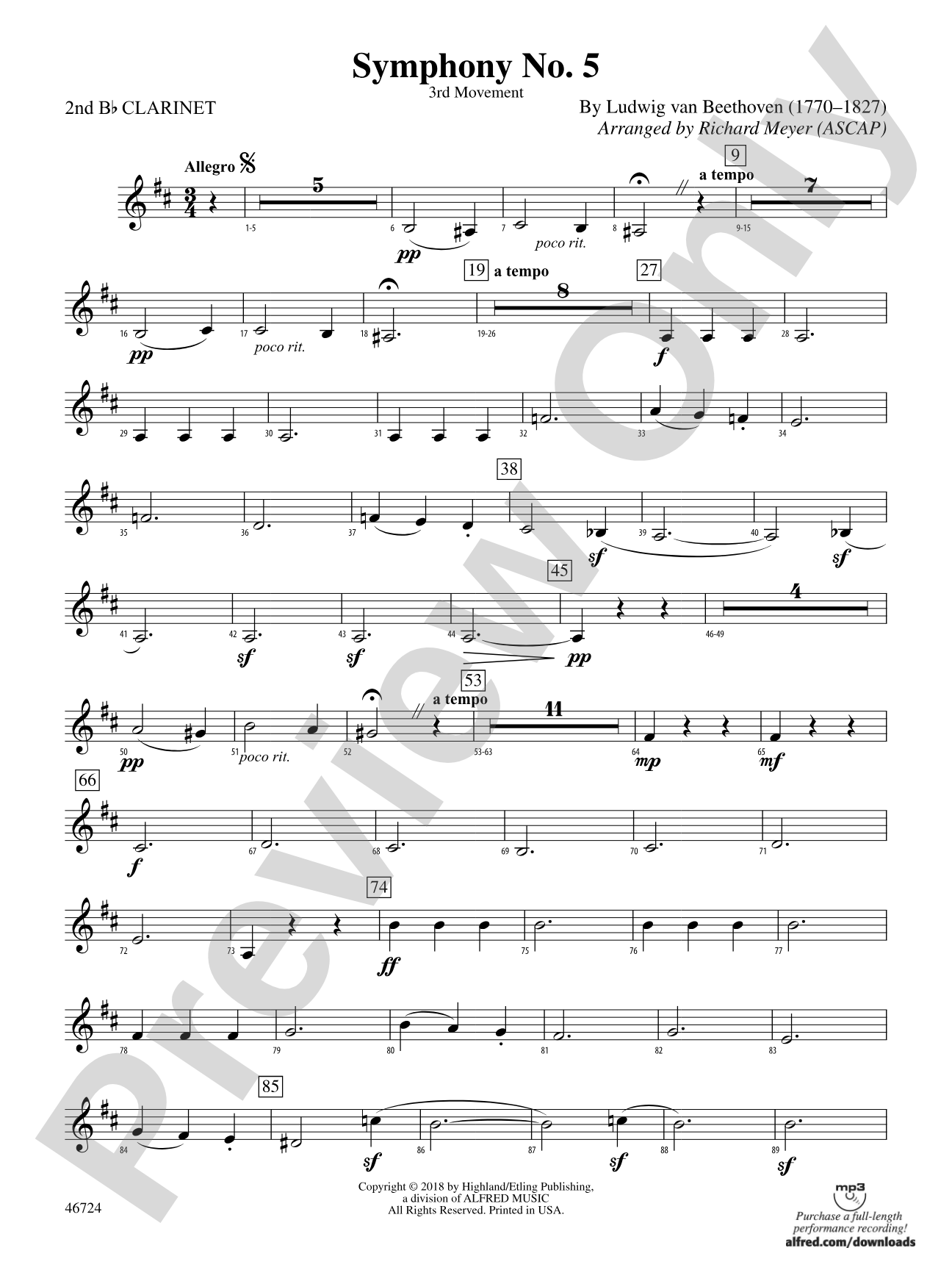 Symphony No. 5: 2nd B-flat Clarinet