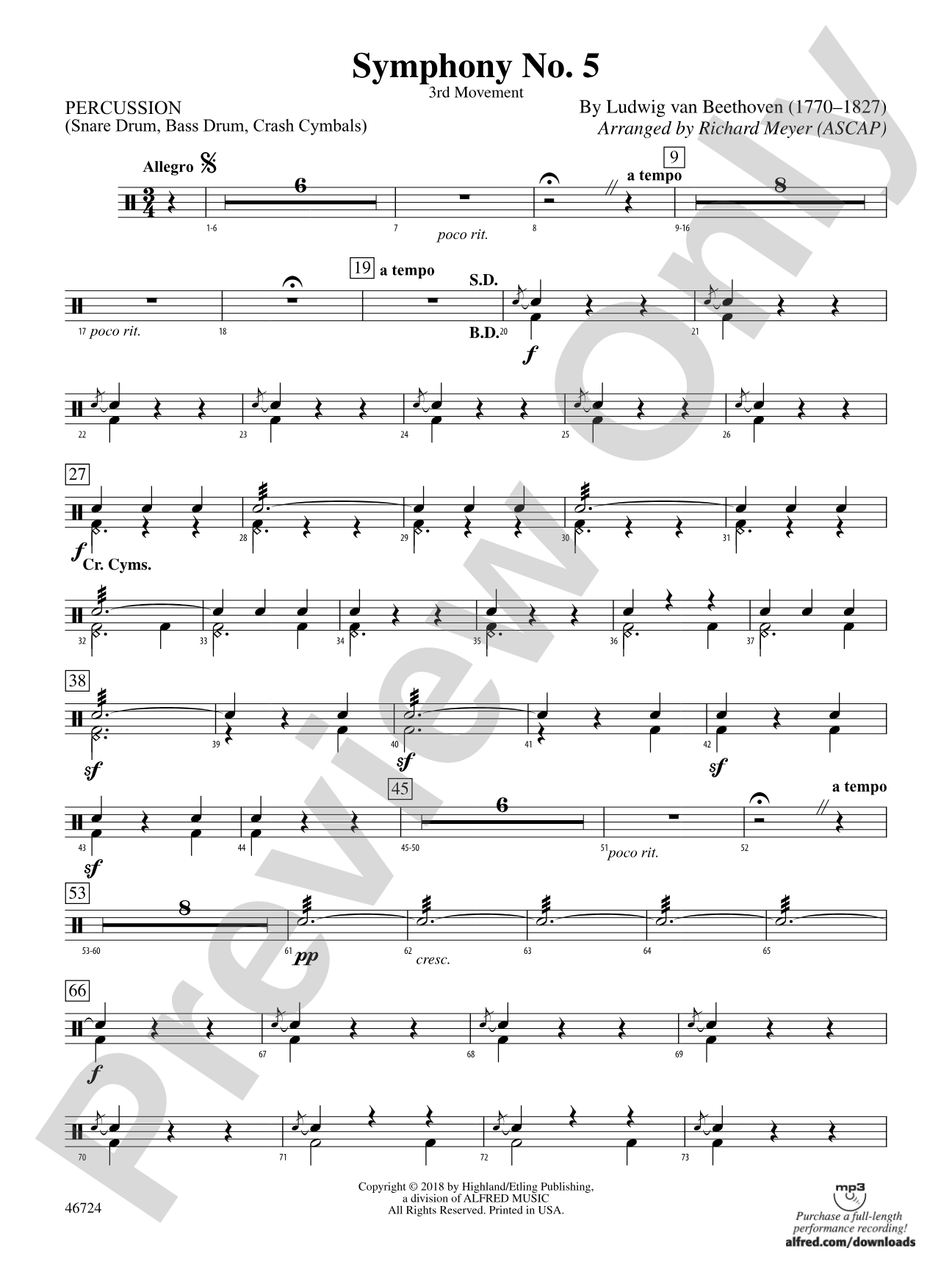 Symphony No. 5: 1st Percussion