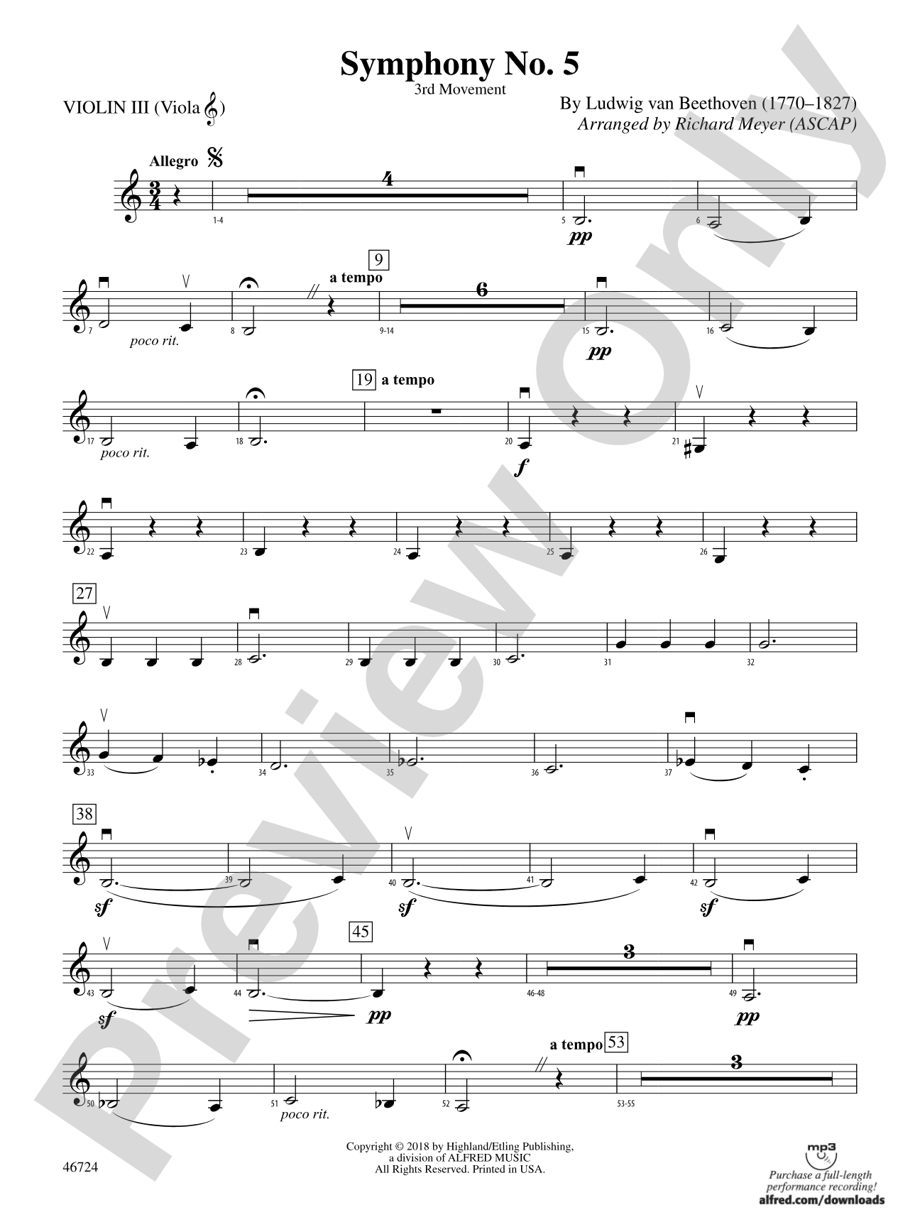 Symphony No. 5: 3rd Violin (Viola [TC])