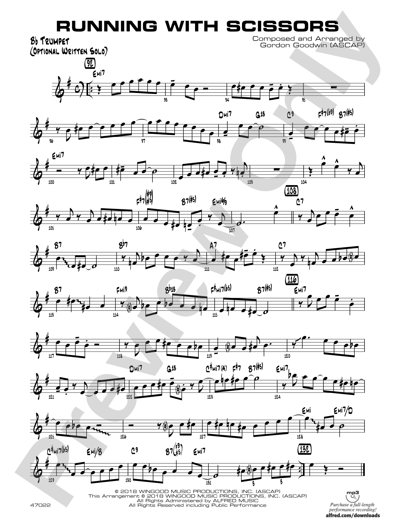 Running with Scissors: Bb Trumpet Optional Solo