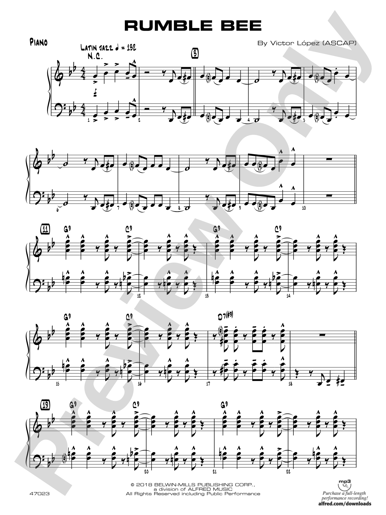 Rumble Bee: Piano Accompaniment
