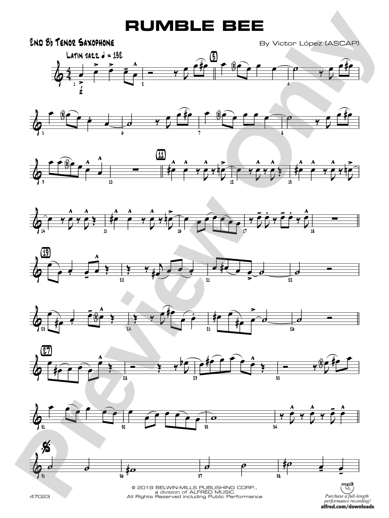 Rumble Bee: 2nd B-flat Tenor Saxophone