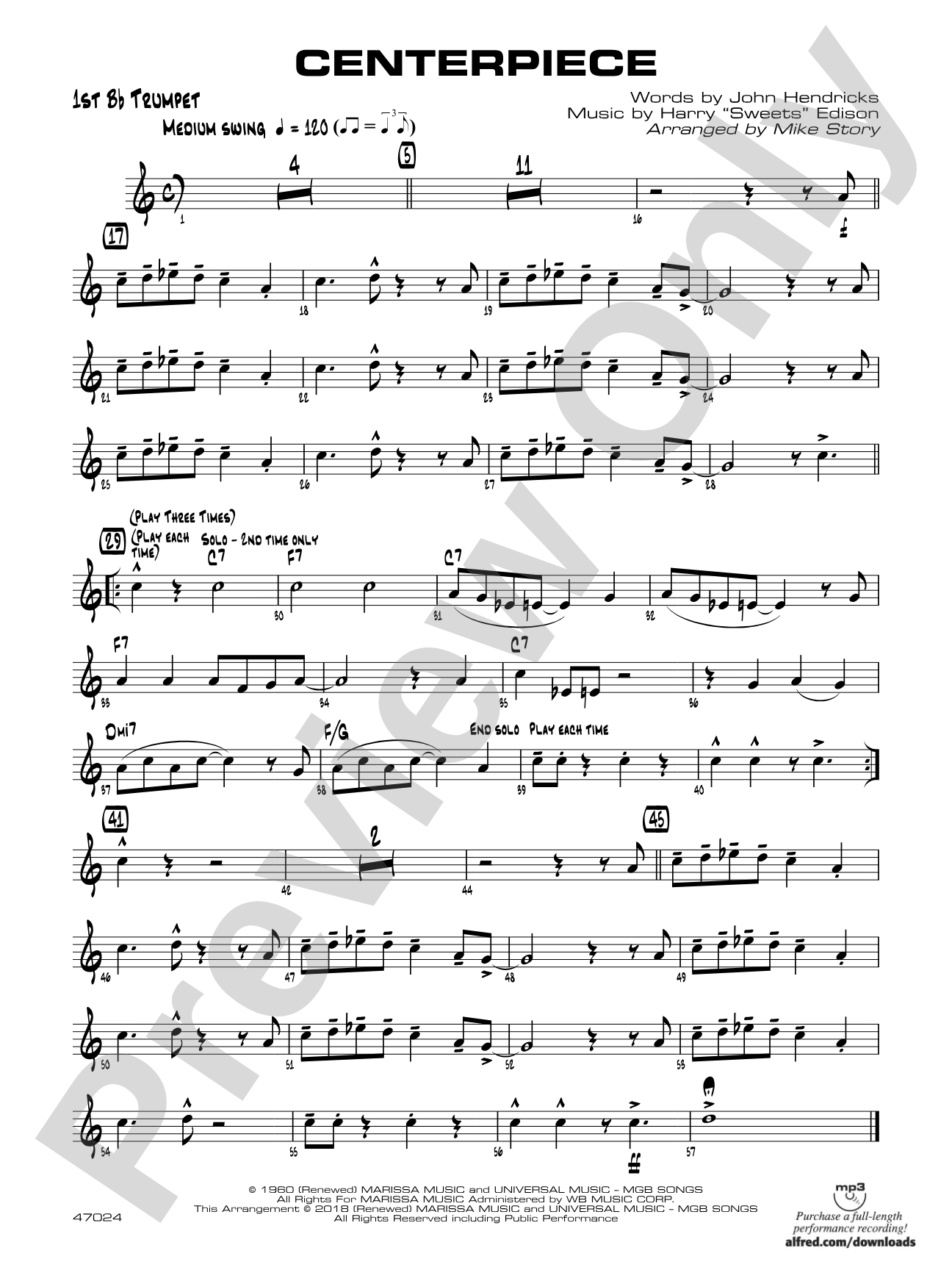 Centerpiece: 1st B-flat Trumpet