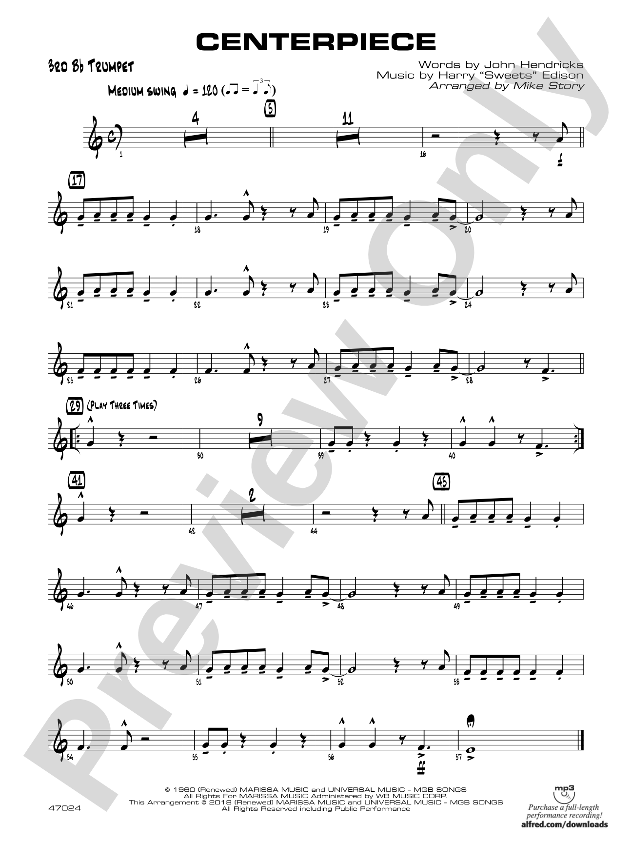 Centerpiece: 3rd B-flat Trumpet