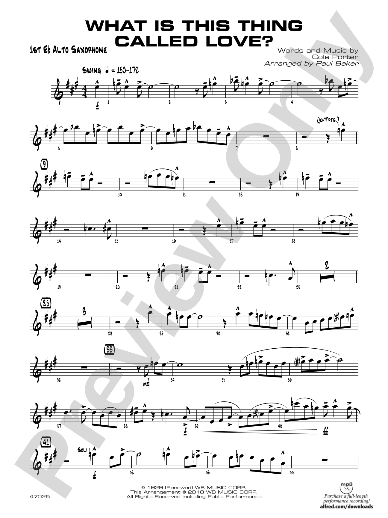 What Is This Thing Called Love?: E-flat Alto Saxophone