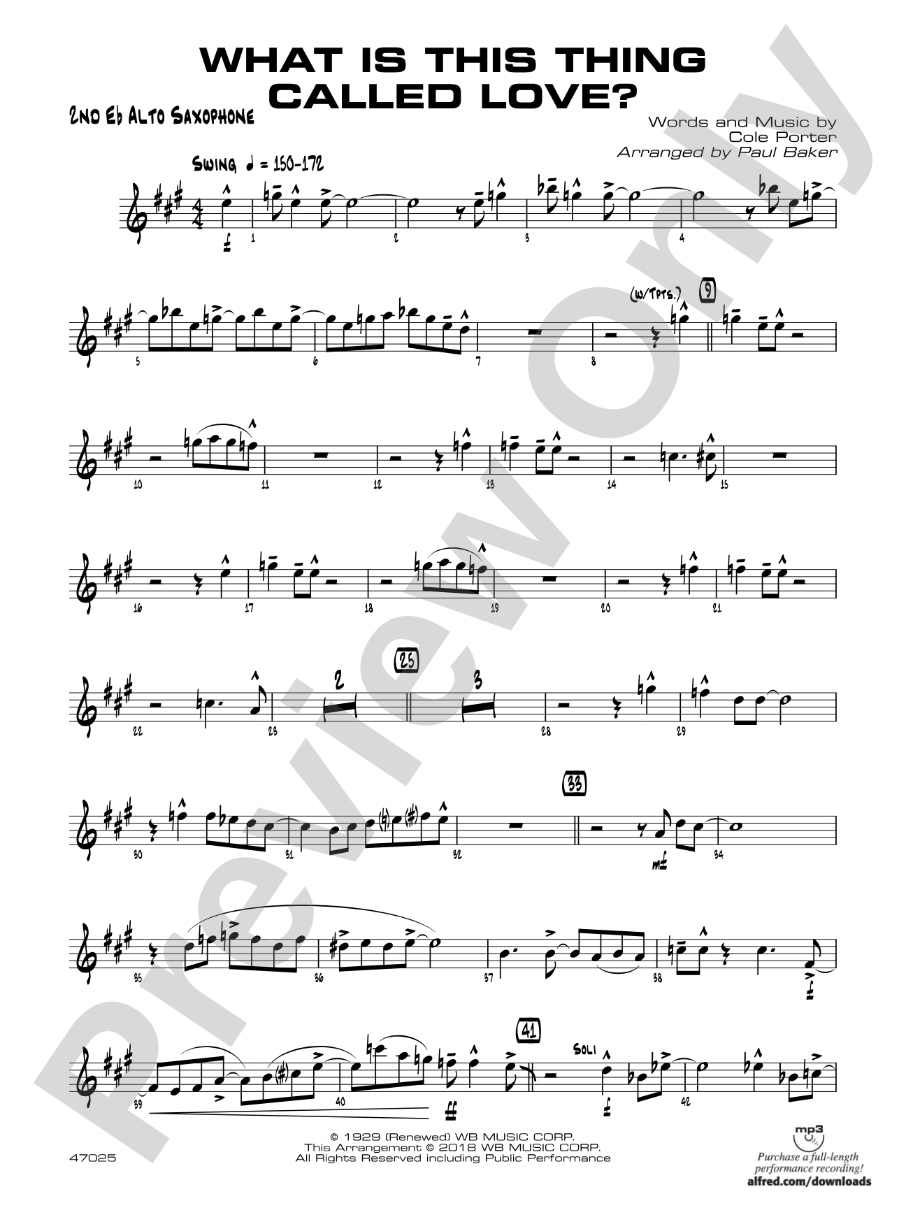 What Is This Thing Called Love?: 2nd E-flat Alto Saxophone