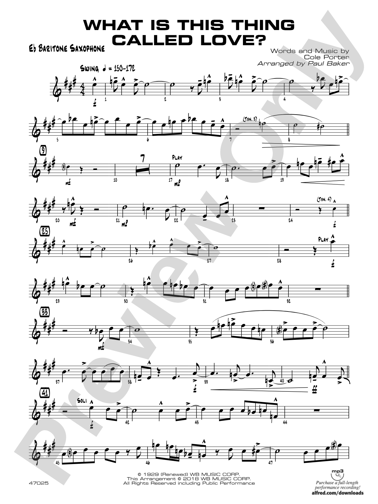 What Is This Thing Called Love?: E-flat Baritone Saxophone