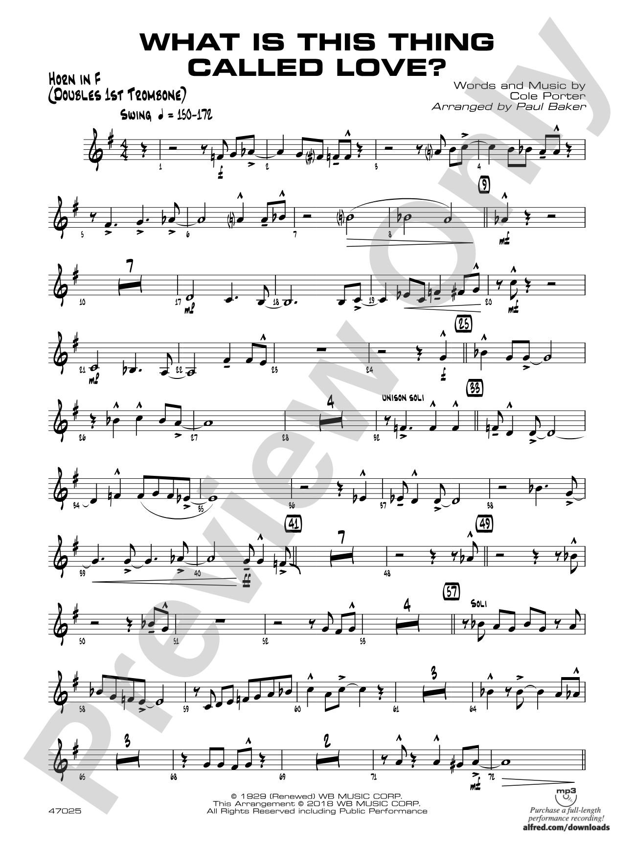What Is This Thing Called Love?: 1st F Horn