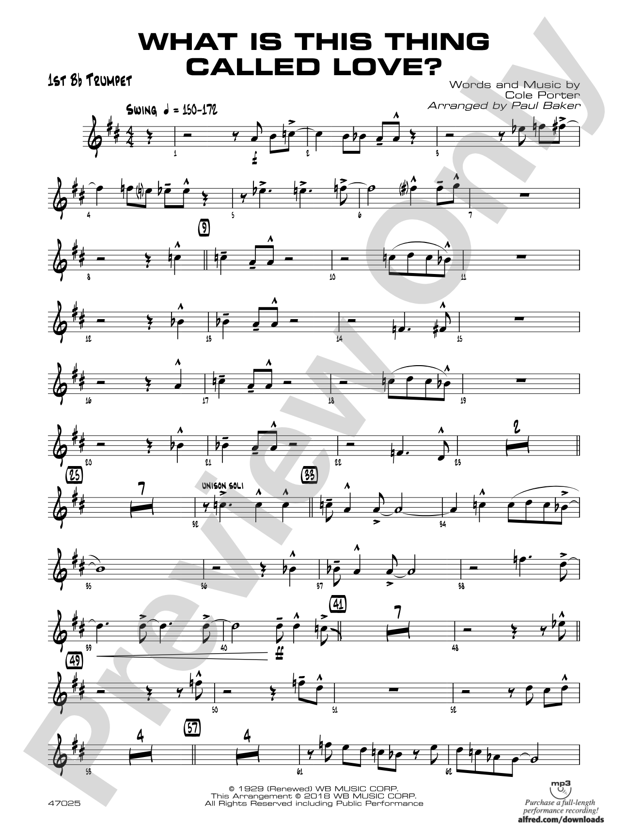 What Is This Thing Called Love?: 1st B-flat Trumpet