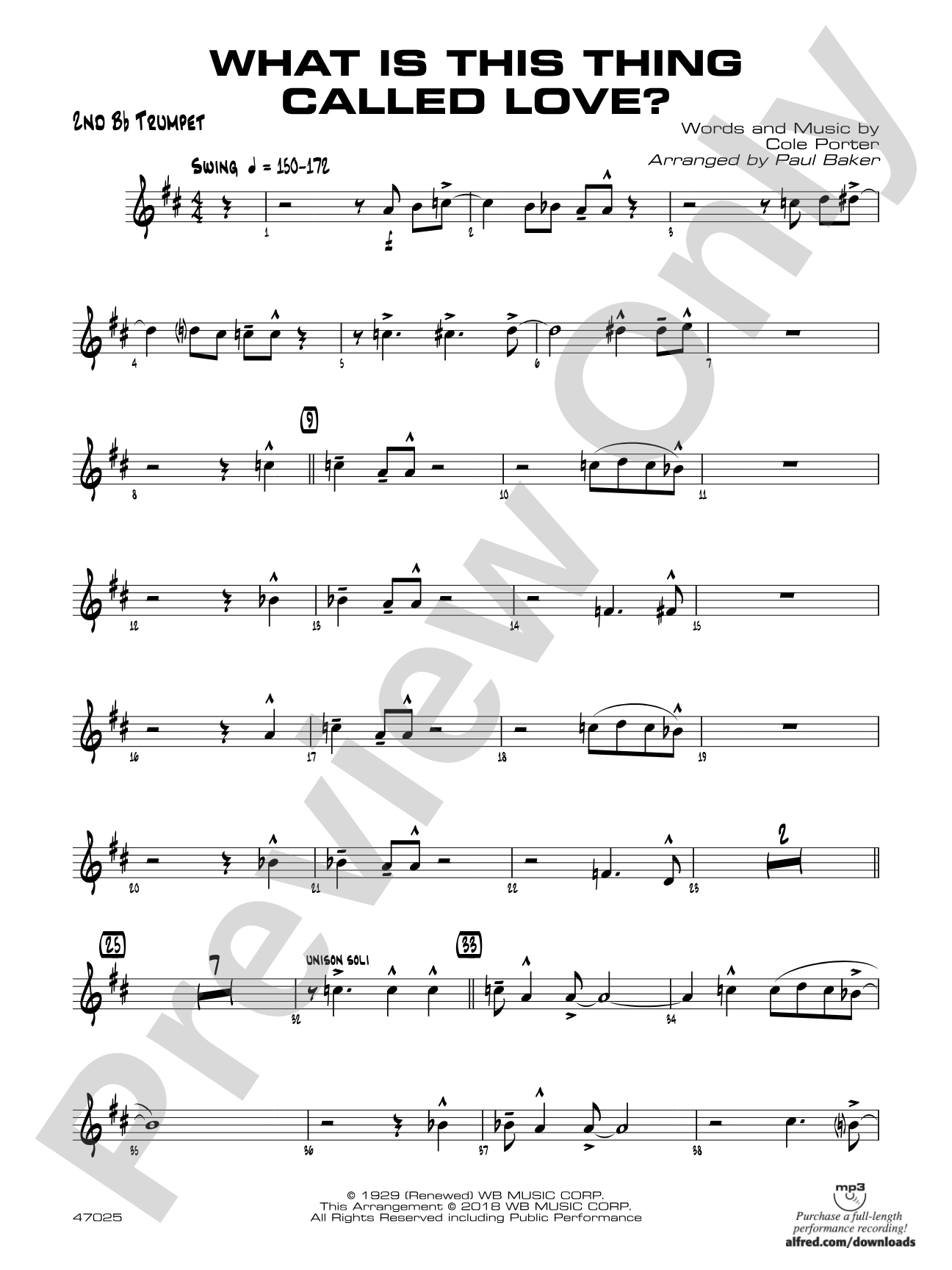 What Is This Thing Called Love?: 2nd B-flat Trumpet