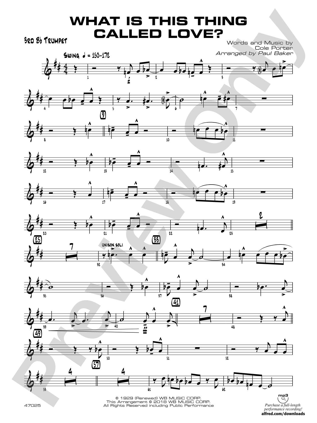 What Is This Thing Called Love?: 3rd B-flat Trumpet
