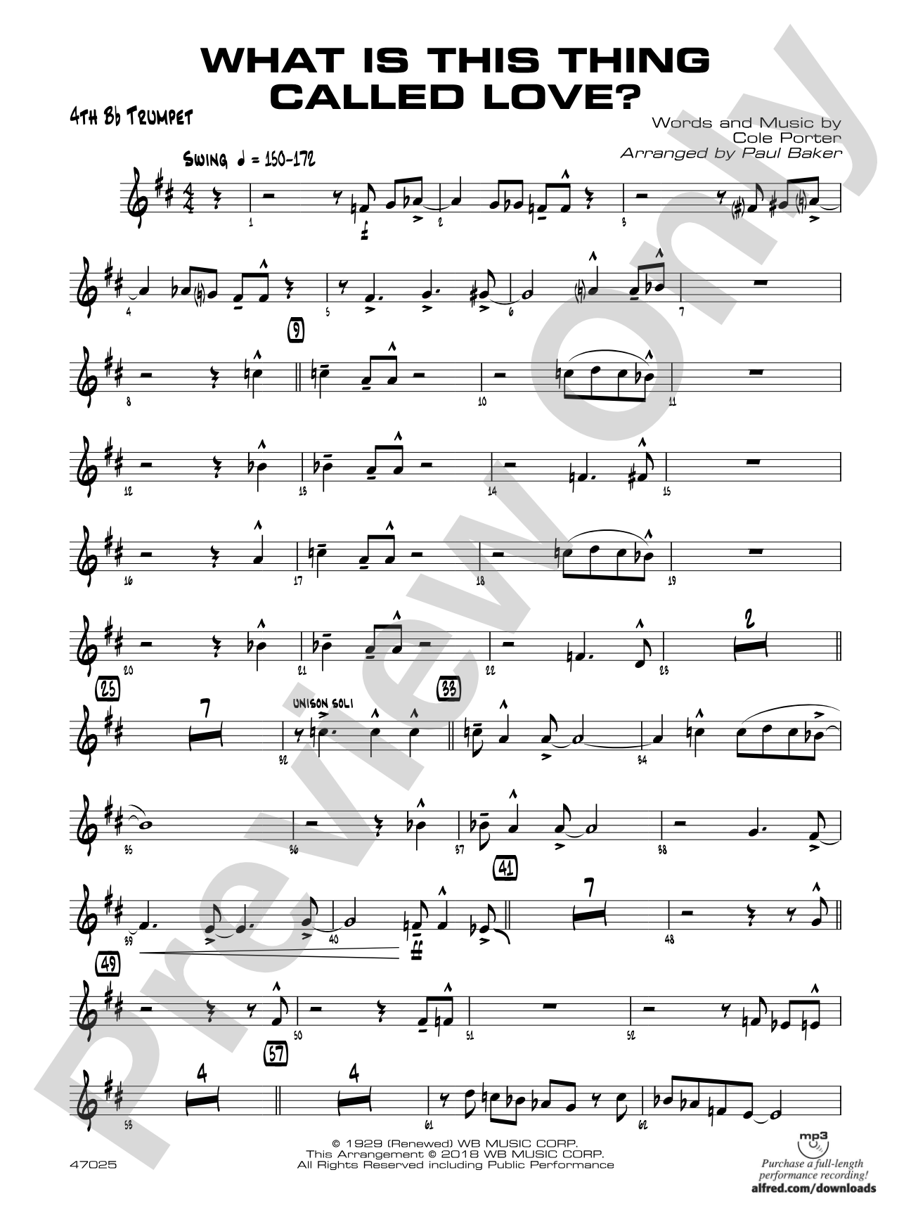 What Is This Thing Called Love?: 4th B-flat Trumpet