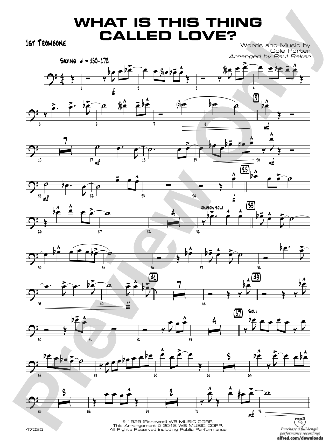 What Is This Thing Called Love?: 1st Trombone