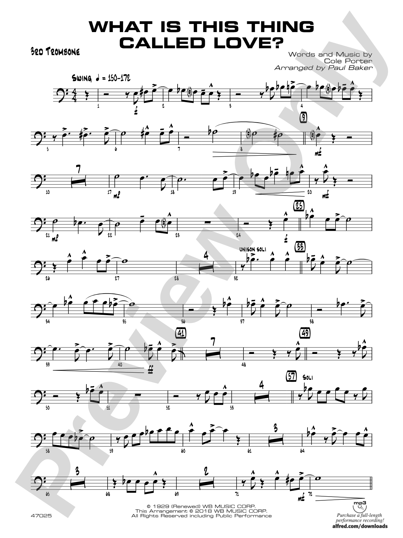 What Is This Thing Called Love?: 3rd Trombone
