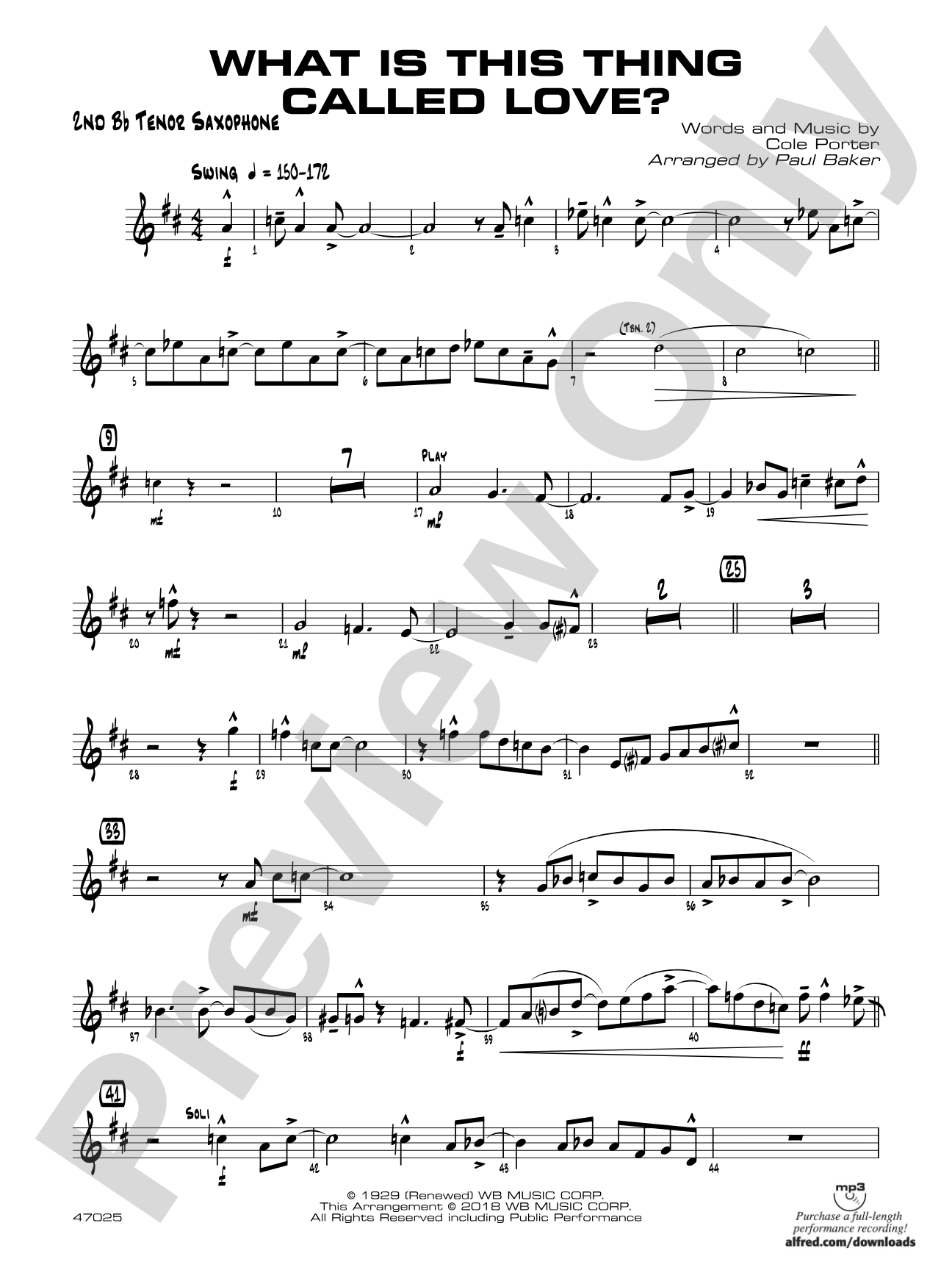 What Is This Thing Called Love?: 2nd B-flat Tenor Saxophone