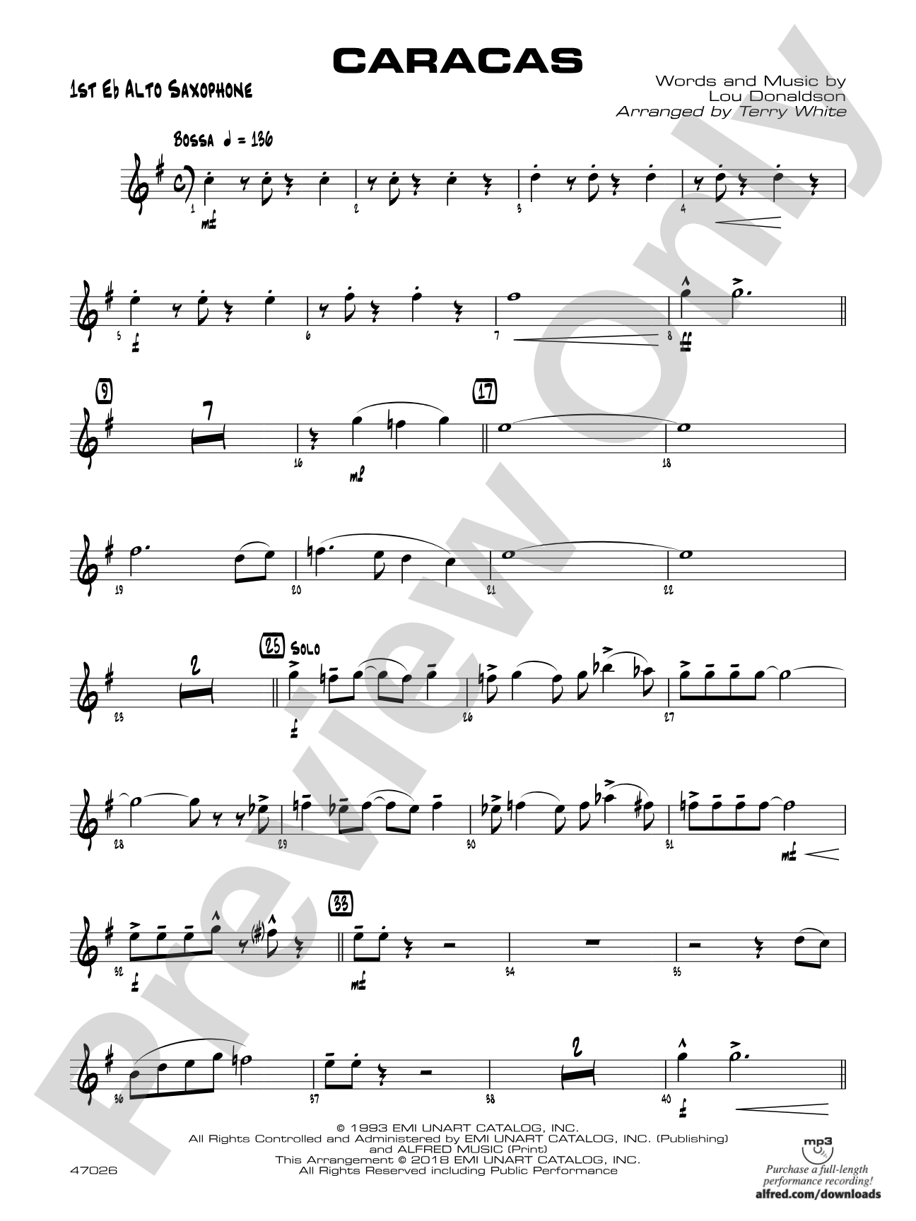 Caracas: E-flat Alto Saxophone