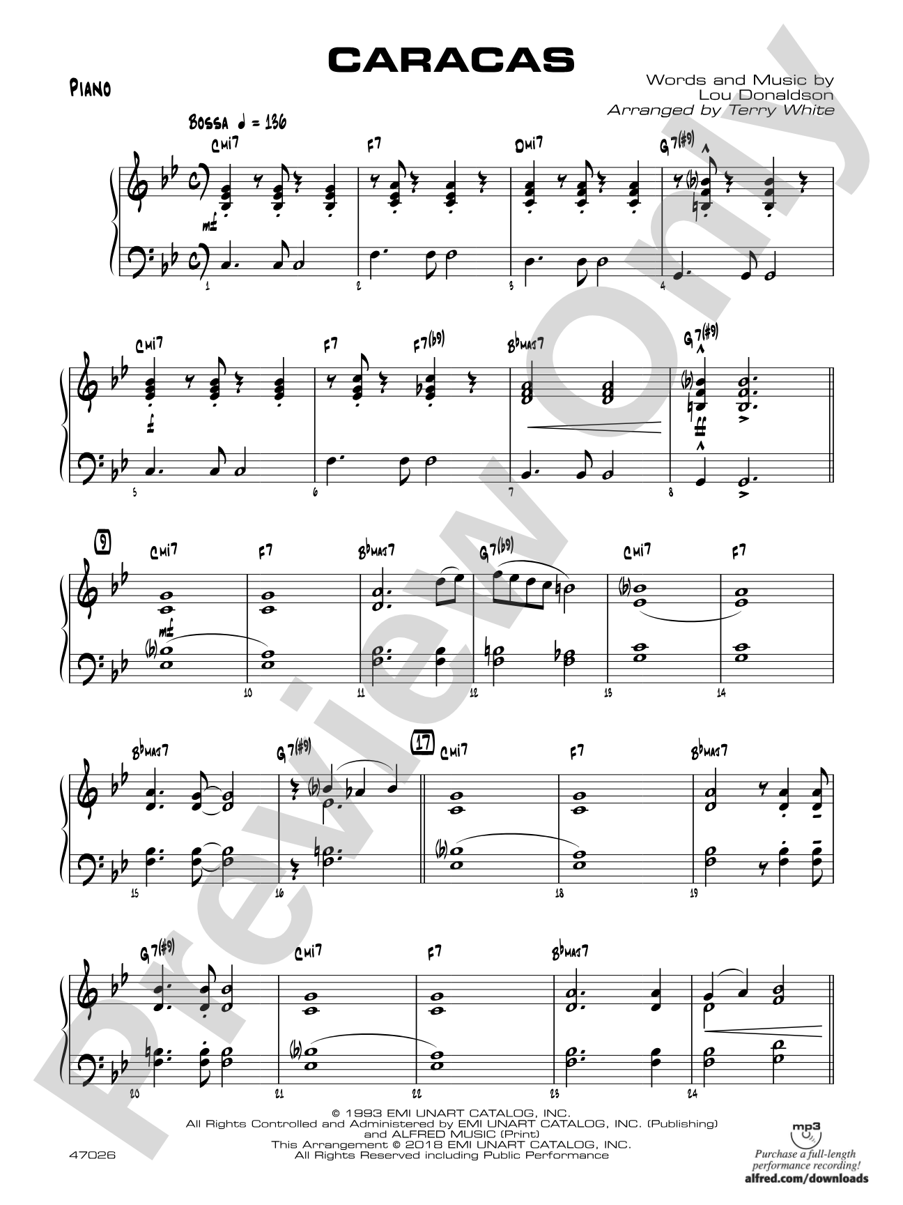 Caracas: Piano Accompaniment