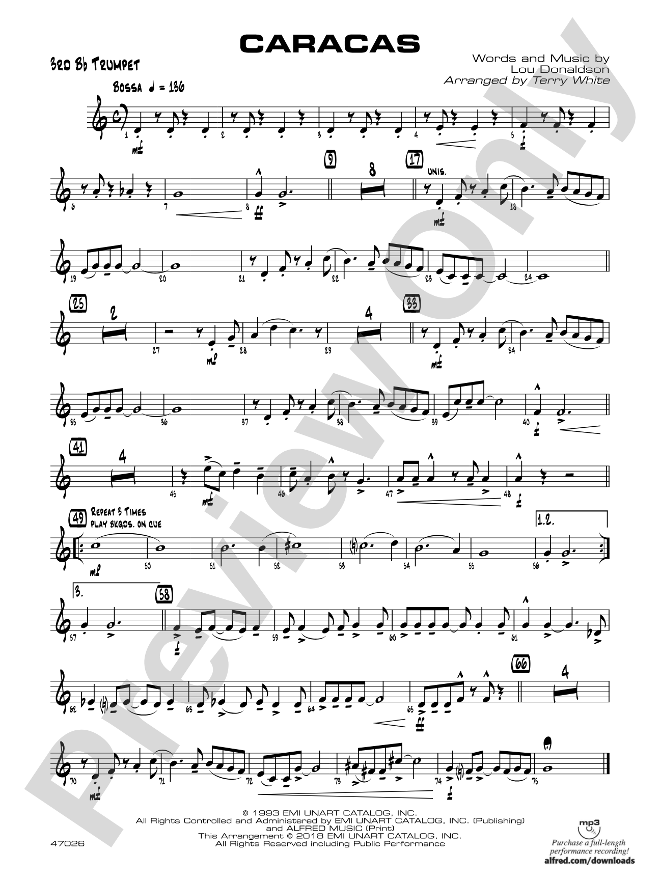 Caracas: 3rd B-flat Trumpet