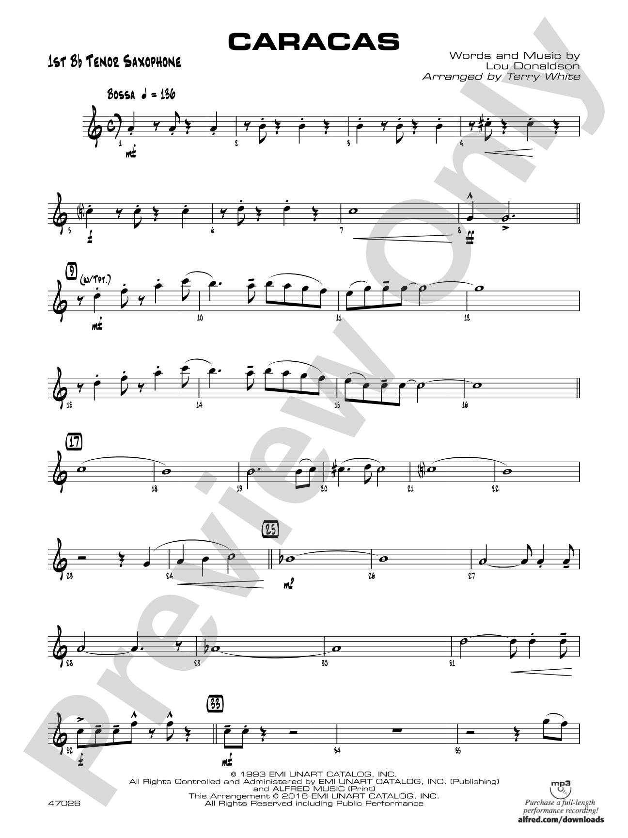 Caracas: B-flat Tenor Saxophone
