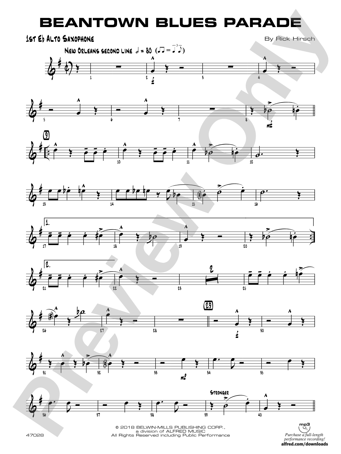 Beantown Blues Parade: E-flat Alto Saxophone