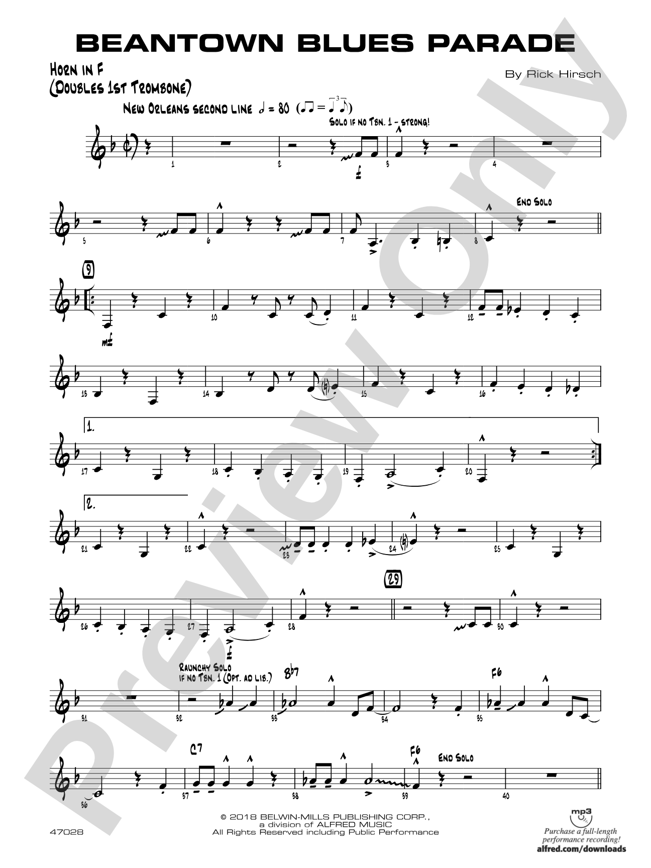 Beantown Blues Parade: 1st F Horn