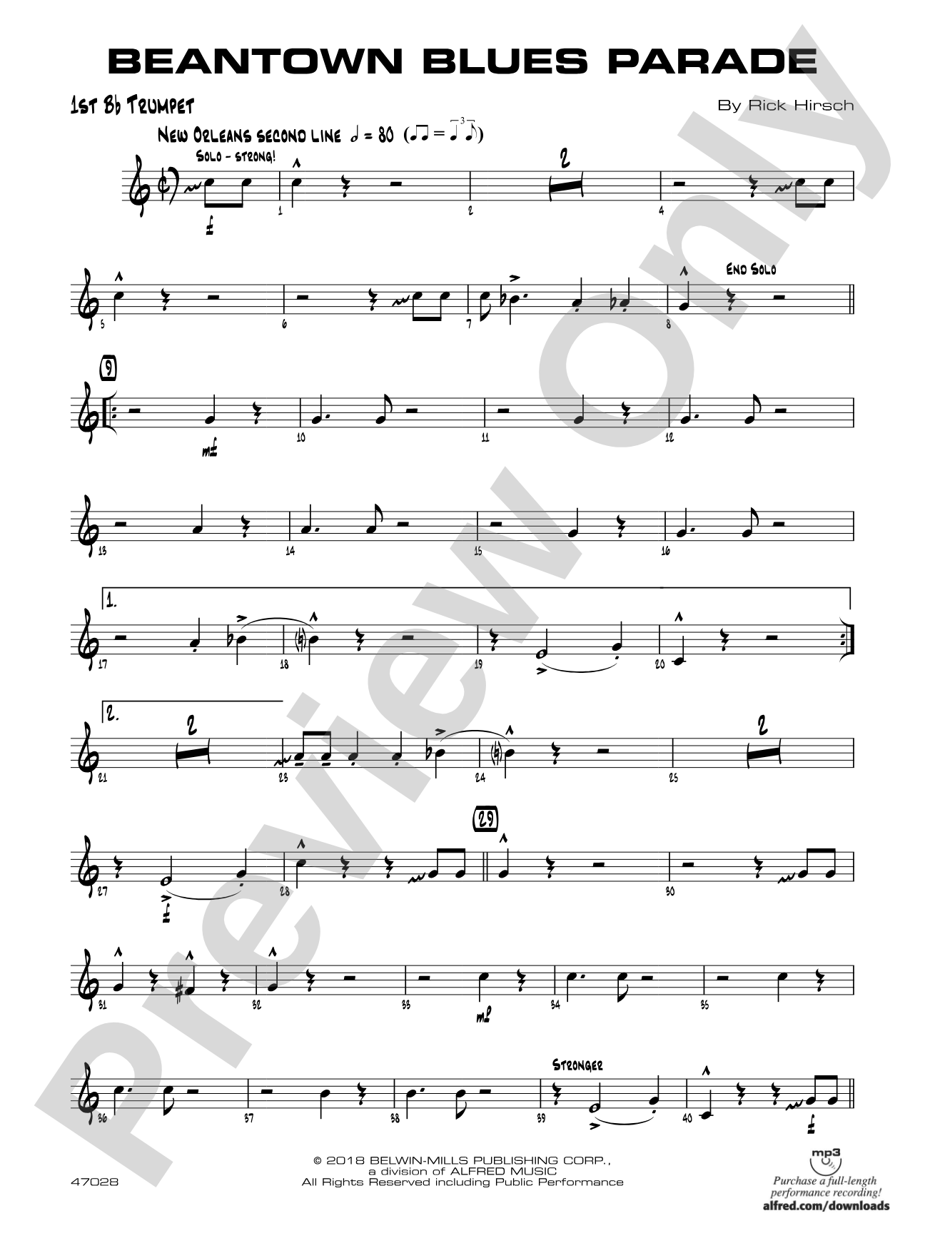 Beantown Blues Parade: 1st B-flat Trumpet