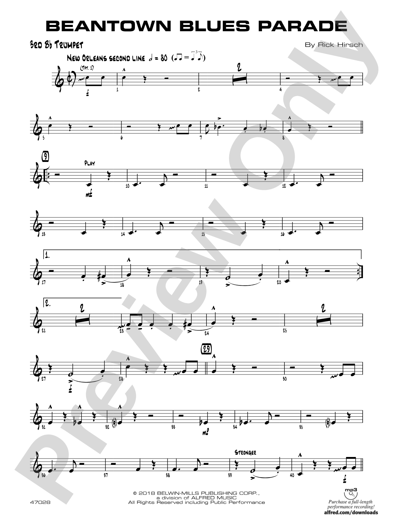 Beantown Blues Parade: 3rd B-flat Trumpet