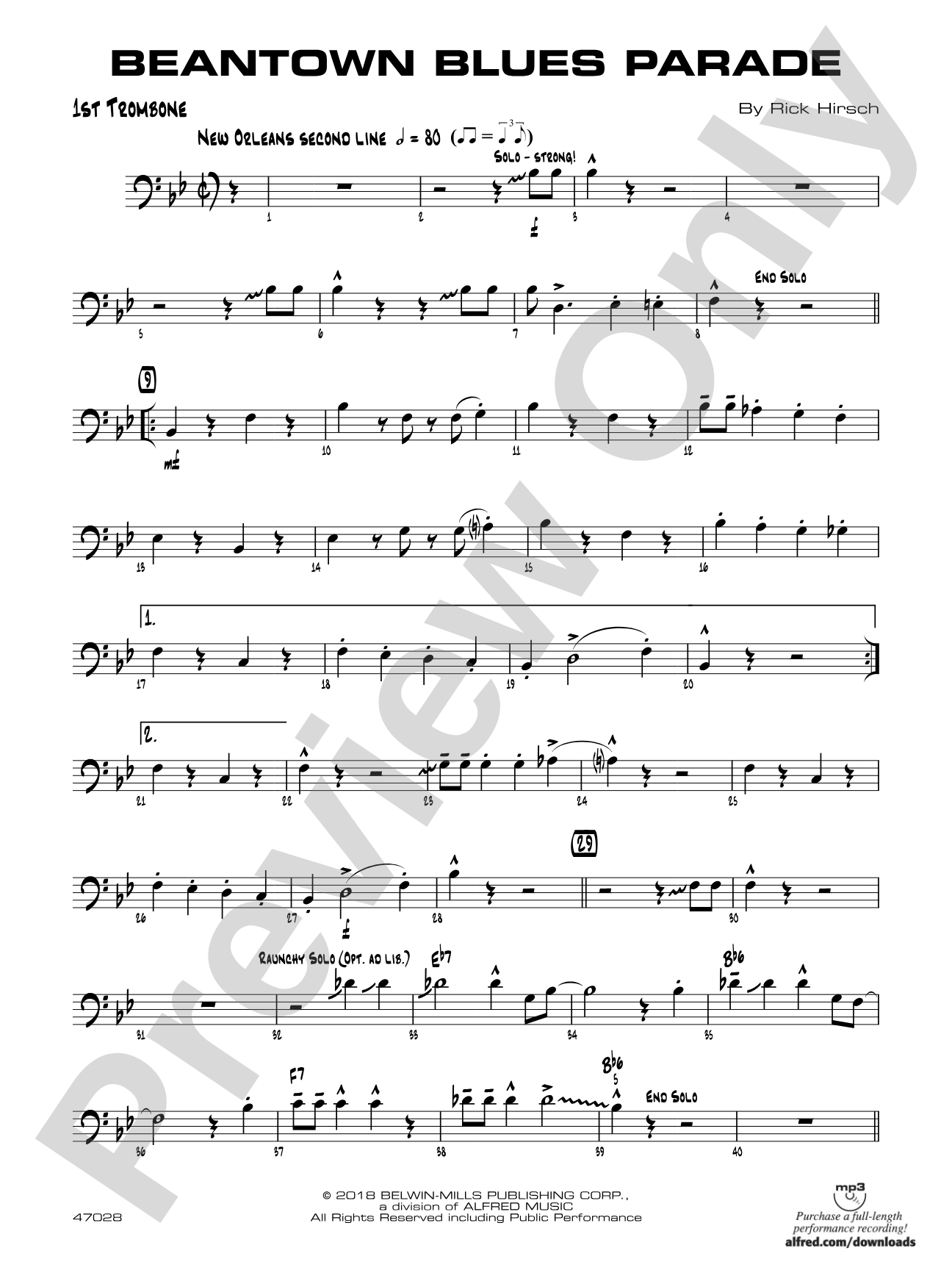 Beantown Blues Parade: 1st Trombone