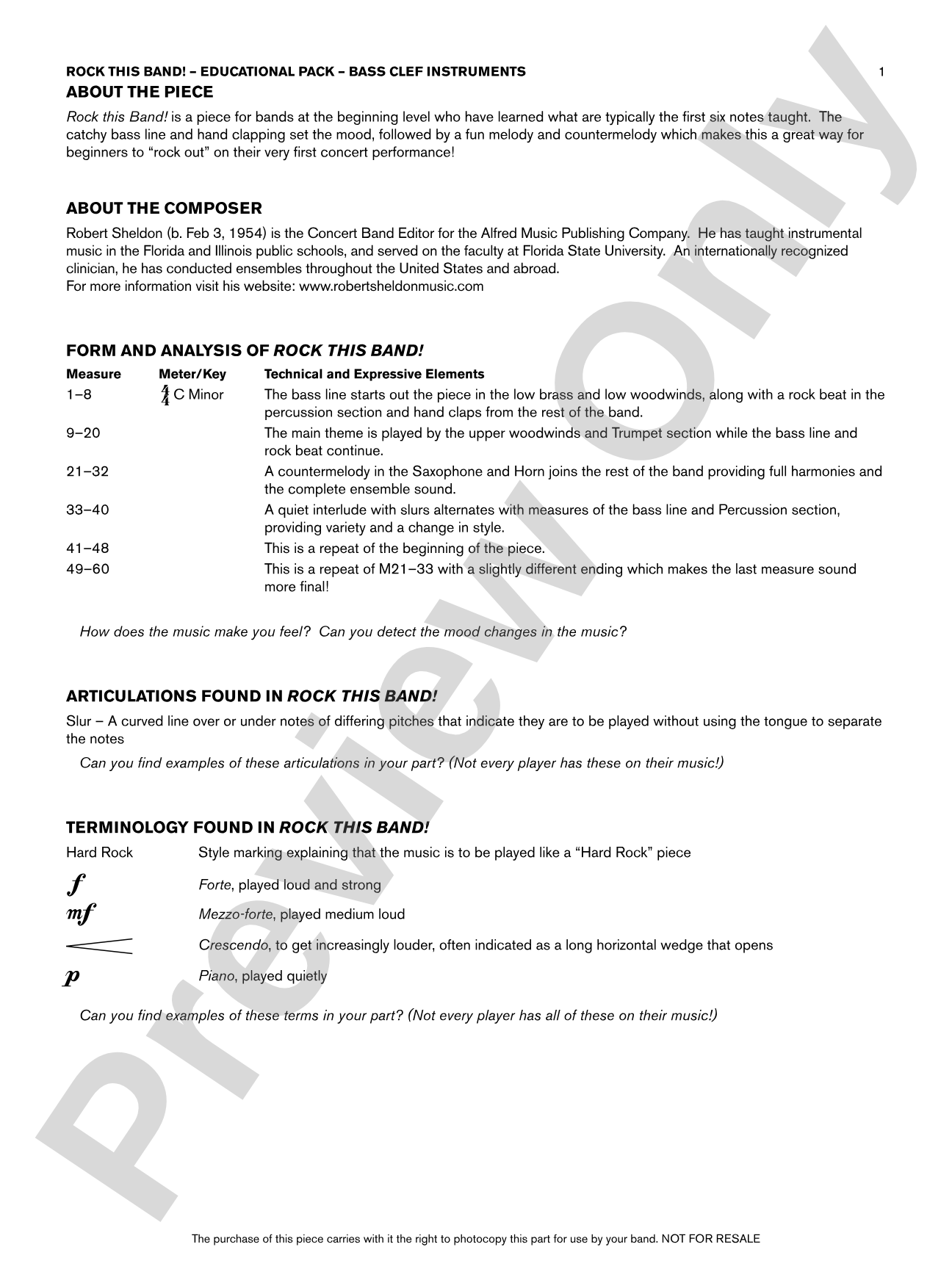 Rock This Band!: Bass Clef Educational Pack