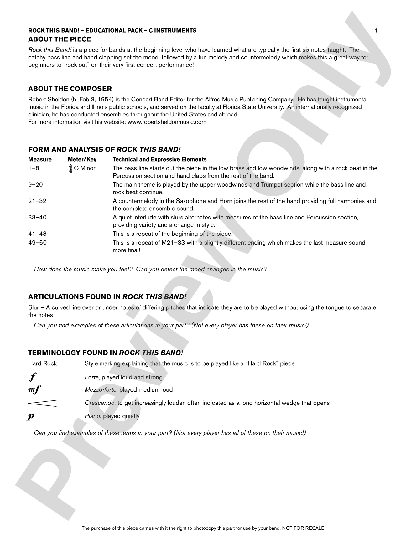 Rock This Band!: C Educational Pack