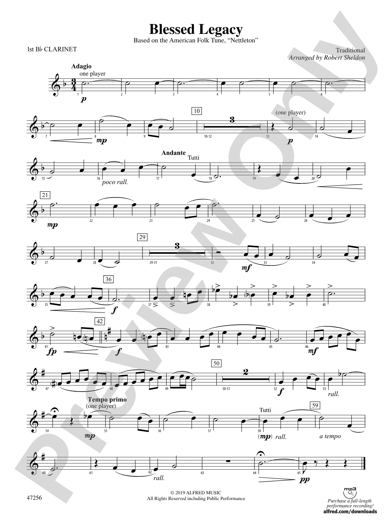 Blessed Legacy: 1st B-flat Clarinet