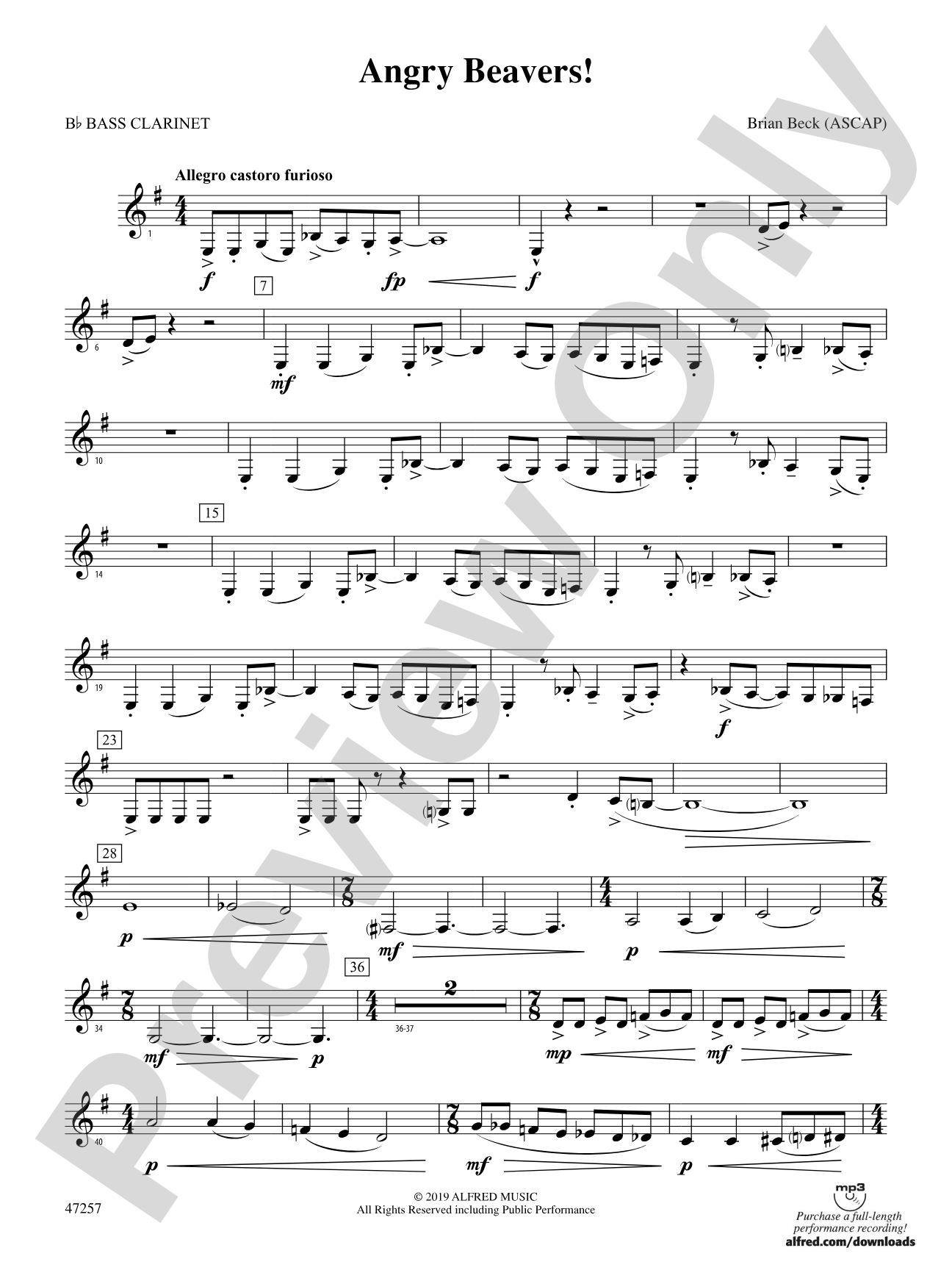 Angry Beavers!: B-flat Bass Clarinet