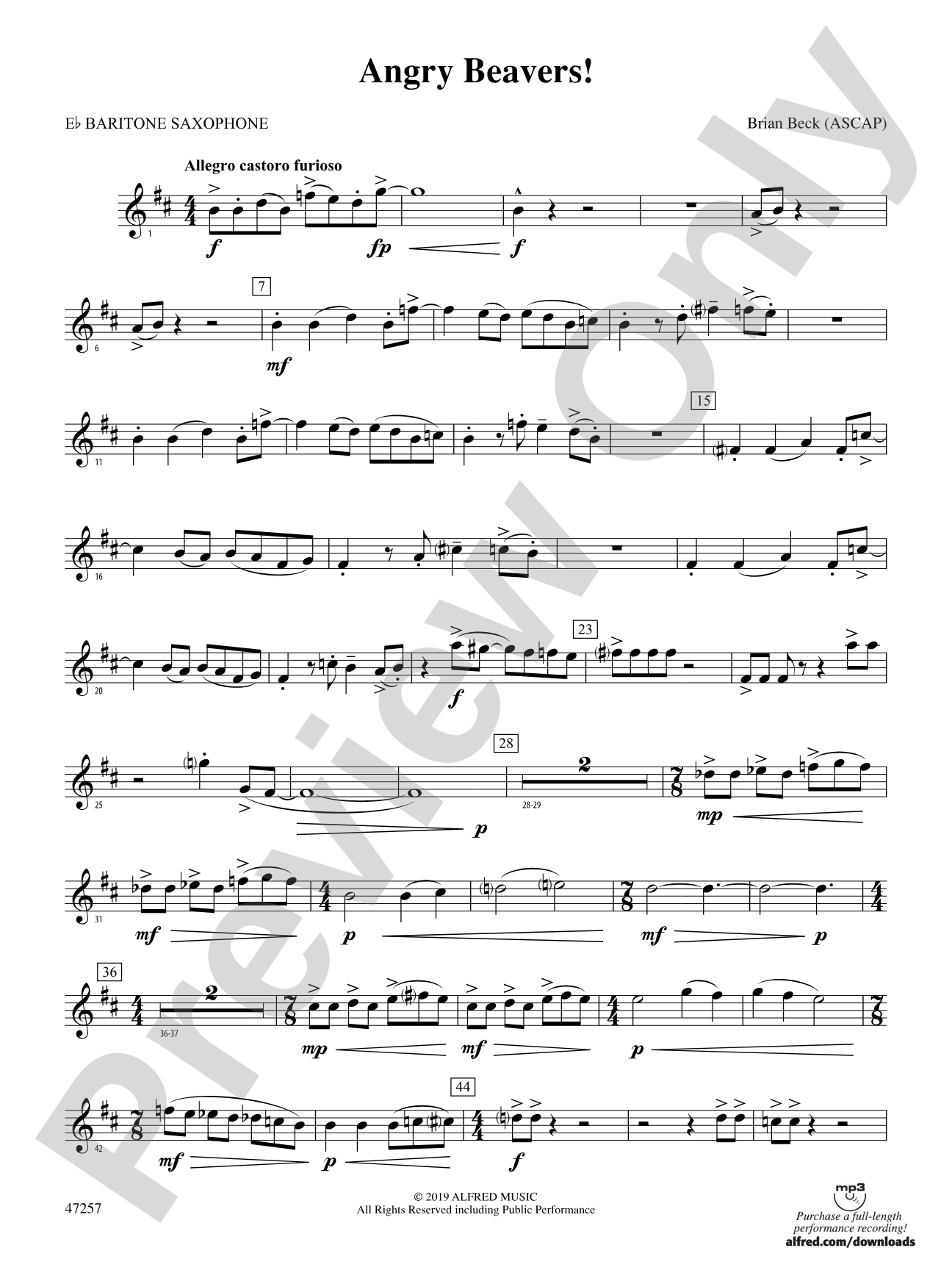 Angry Beavers!: E-flat Baritone Saxophone