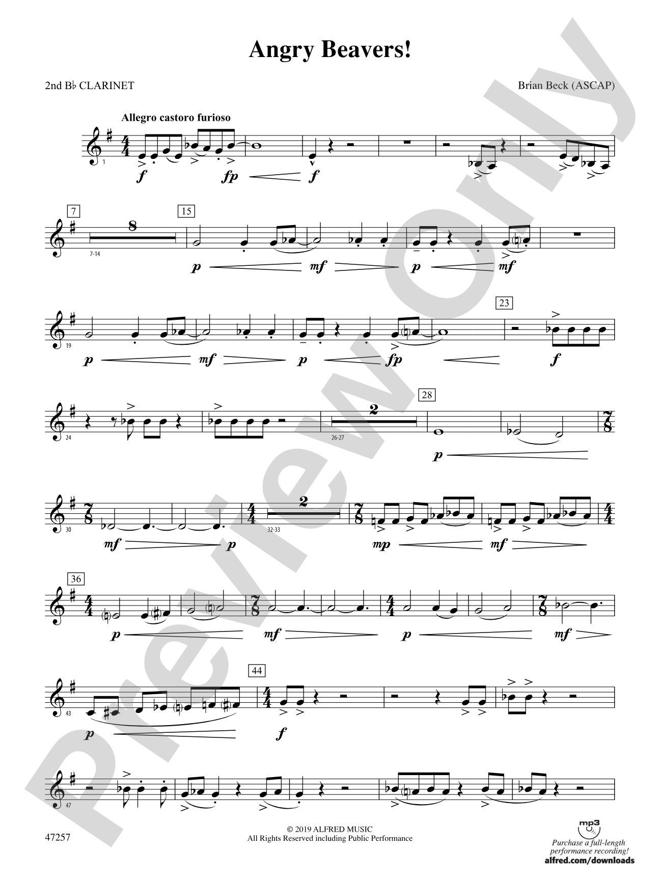 Angry Beavers!: 2nd B-flat Clarinet