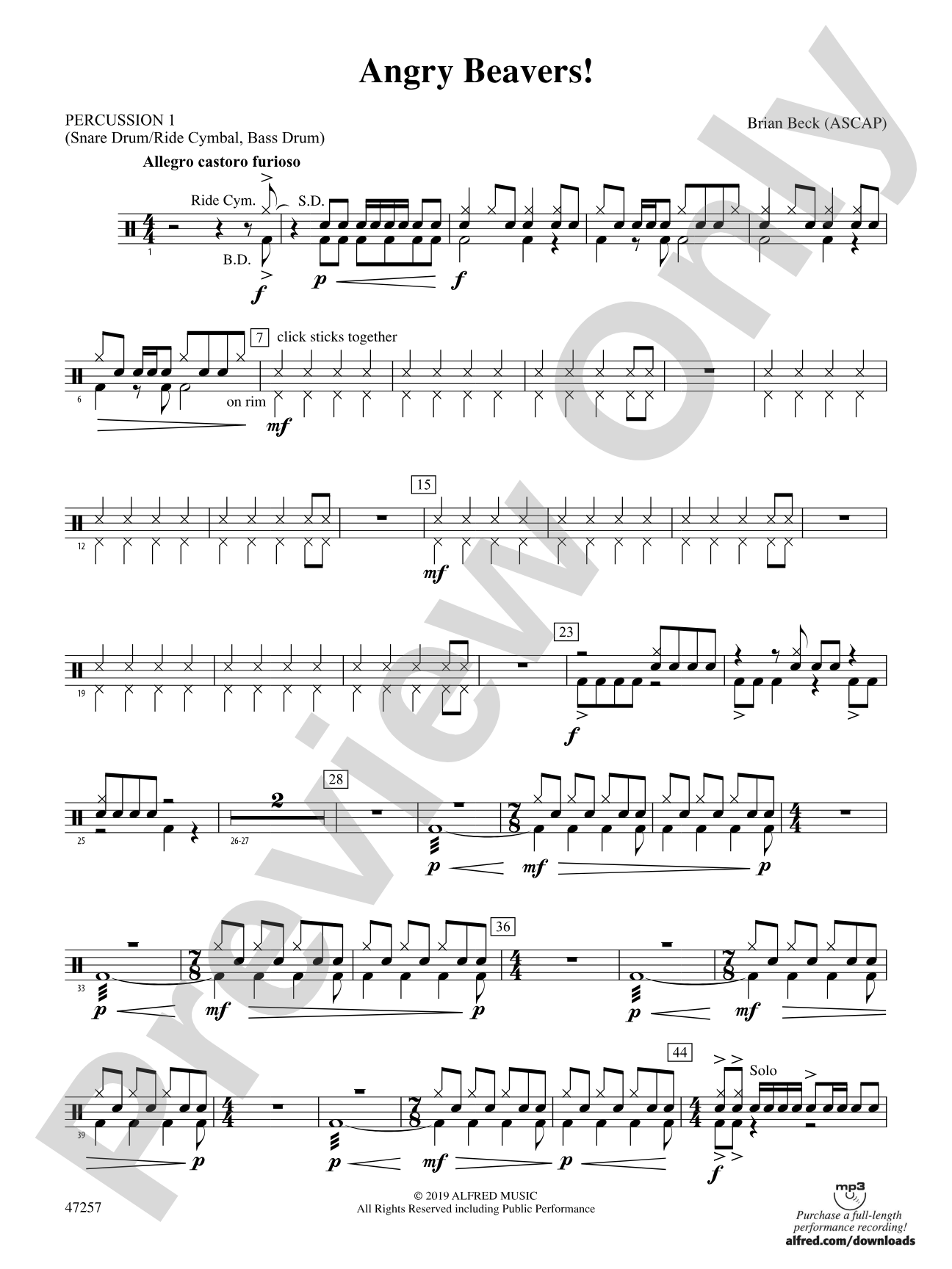 Angry Beavers!: 1st Percussion